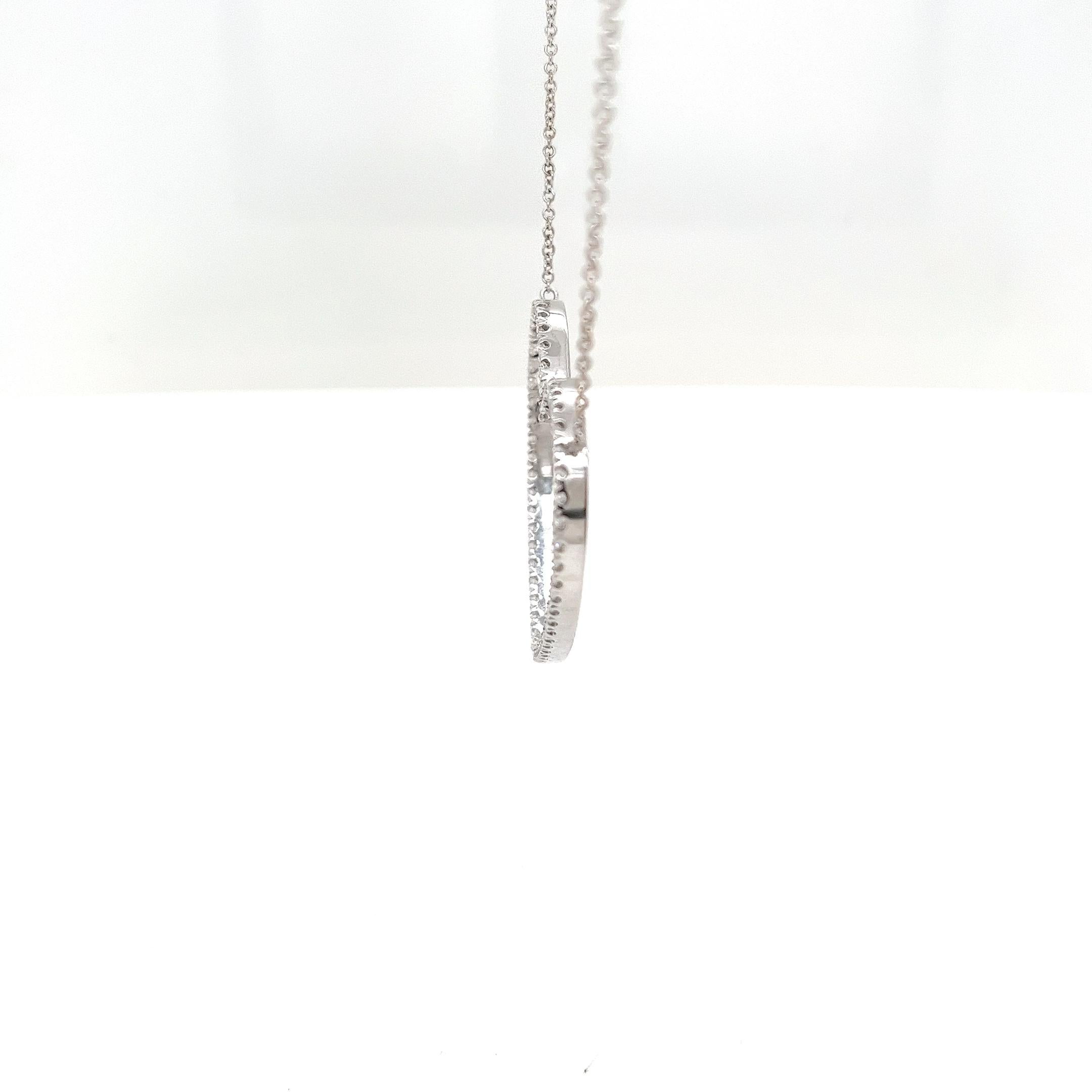 Grand pendentif cœur F/VS en or blanc 18 carats et chaîne en or blanc avec diamants 0,60 carat en vente 5
