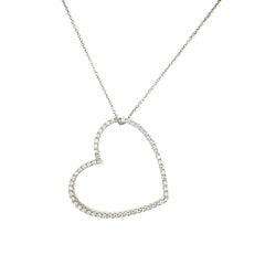 Large 0.60ct F/VS Diamond Heart Pendant & White Gold Chain in 18ct White Gold