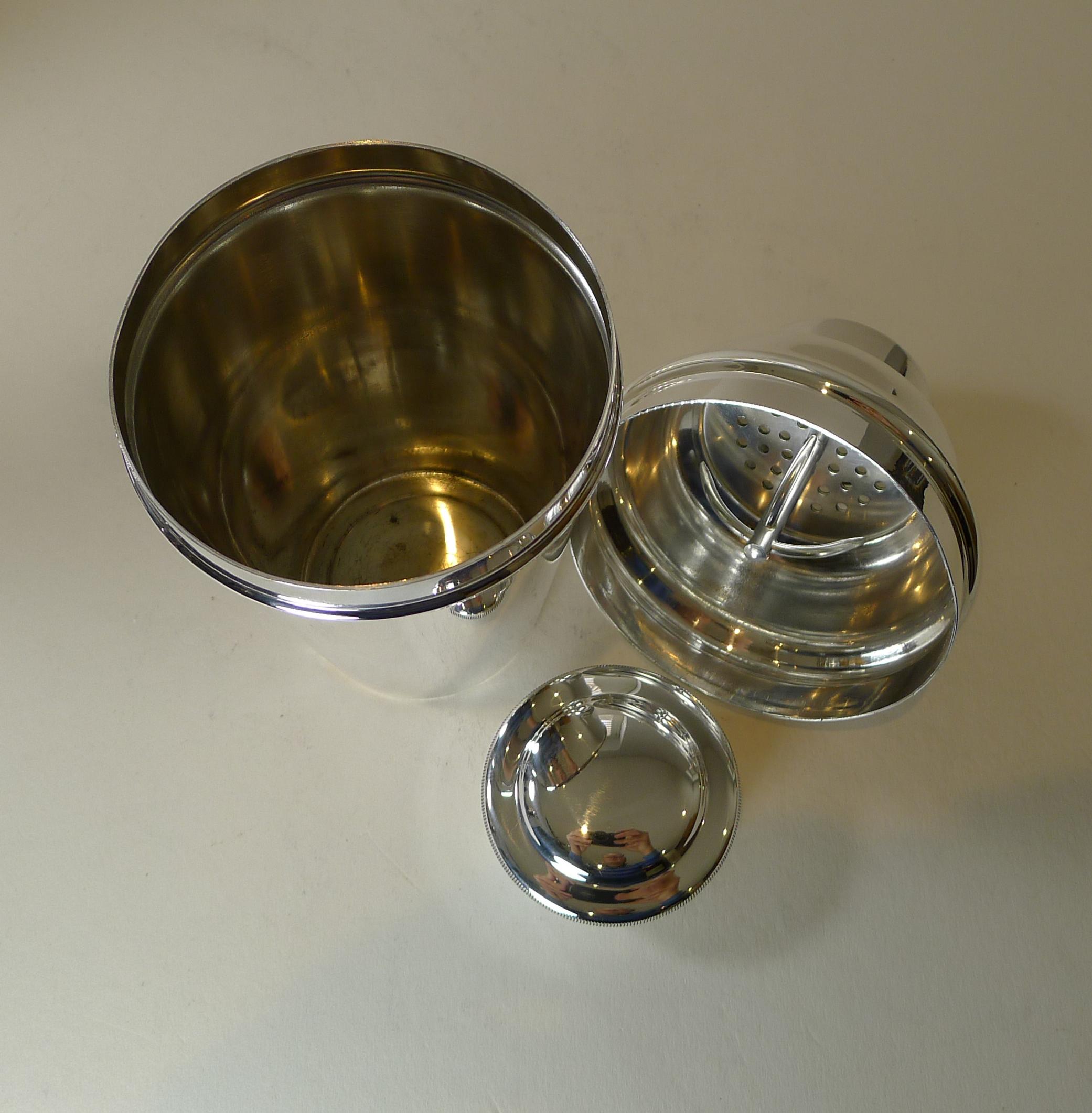 Large 1 1/2 Pint Silver Plated Cocktail Shaker by Suckling Ltd. c.1930 4