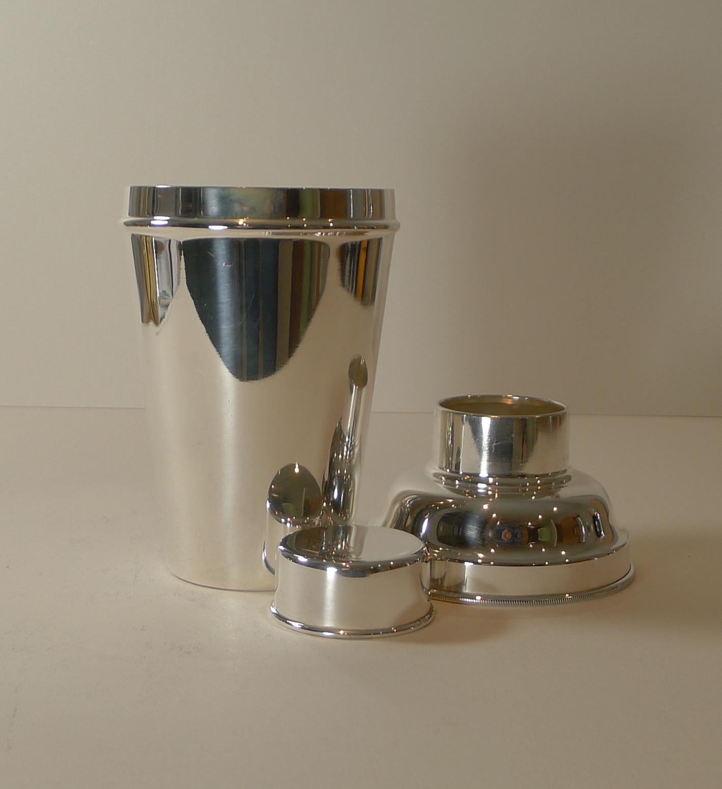 Large 1 1/2 Pint Silver Plated Cocktail Shaker by Suckling Ltd. c.1930 4