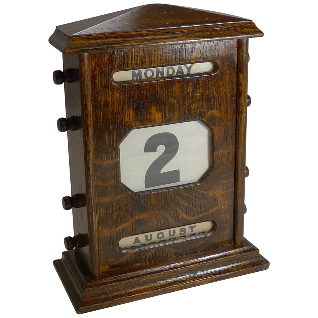 Large Antique, English Oak Perpetual Calendar, circa 1900