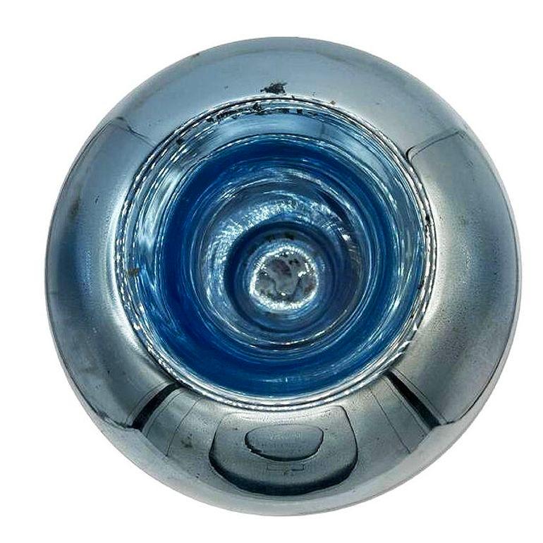 Ceco Grande vaso a sfera rotondo in vetro mercurio blu cobalto cecoslovacco da 10