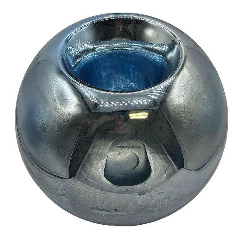 Grande vaso a sfera rotondo in vetro mercurio blu cobalto cecoslovacco da 10