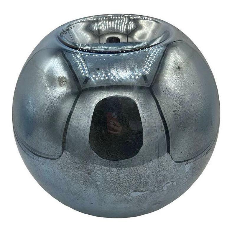 Metà XX secolo Grande vaso a sfera rotondo in vetro mercurio blu cobalto cecoslovacco da 10