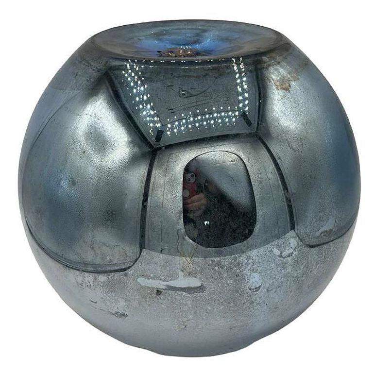 Vetro artistico Grande vaso a sfera rotondo in vetro mercurio blu cobalto cecoslovacco da 10