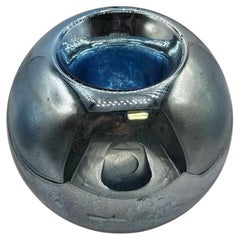 Large 10" Czechoslovakian Art Deco Cobalt Blue Mercury Glass Round Ball Vase