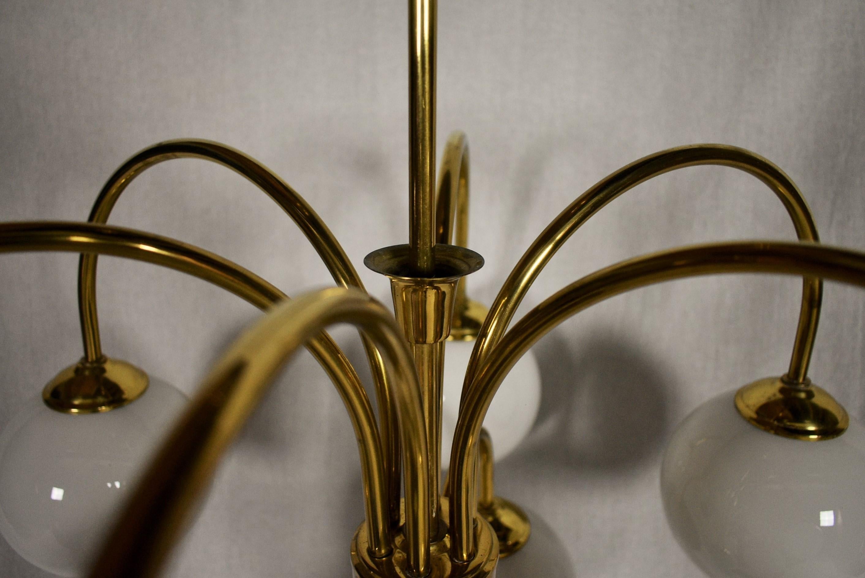 Large 10 Flamming Brass Chandelier by Kamenicky Senov, 1970s 5