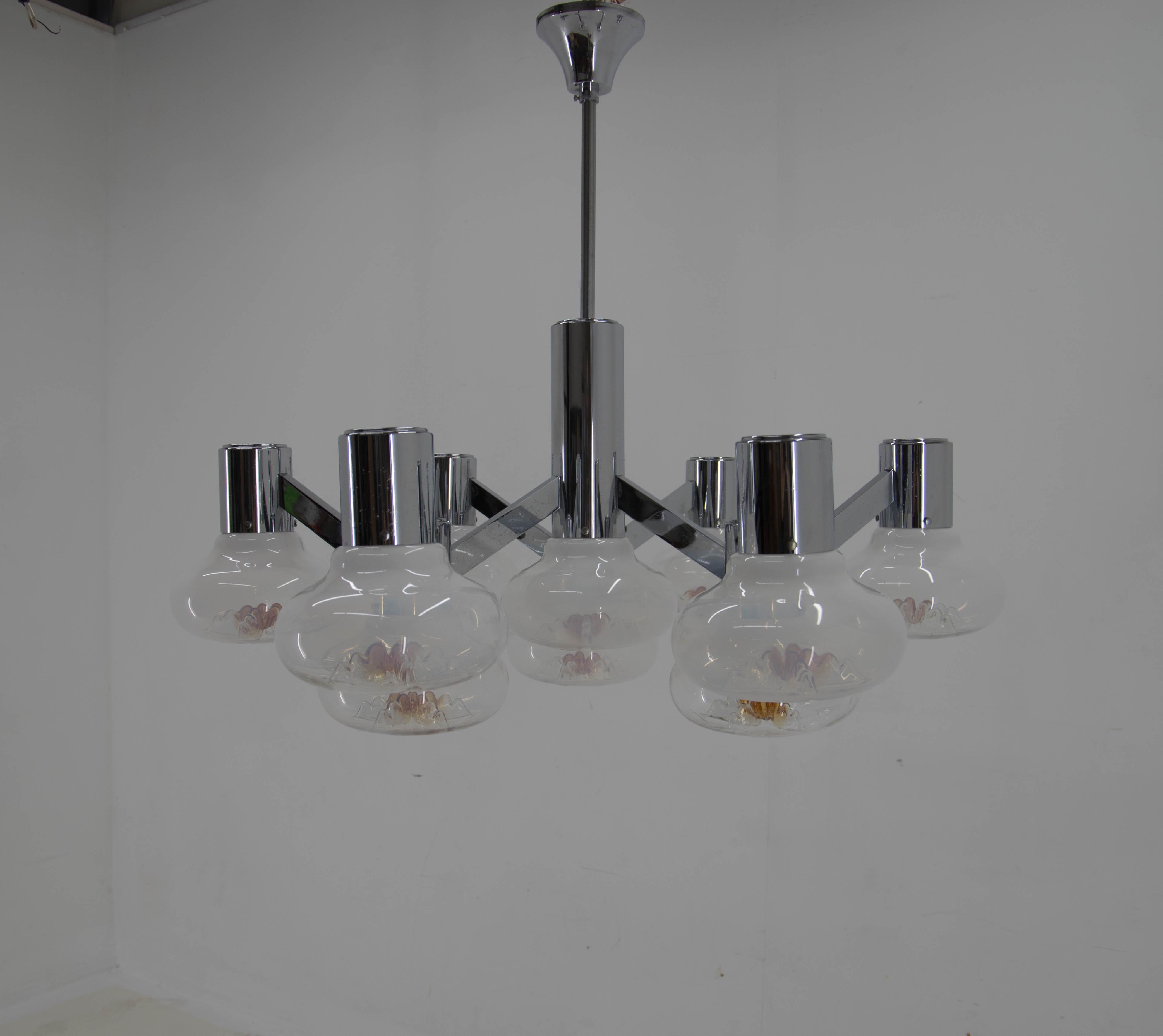 Large 10-flamming Chandelier, Italy, 1970s For Sale 1