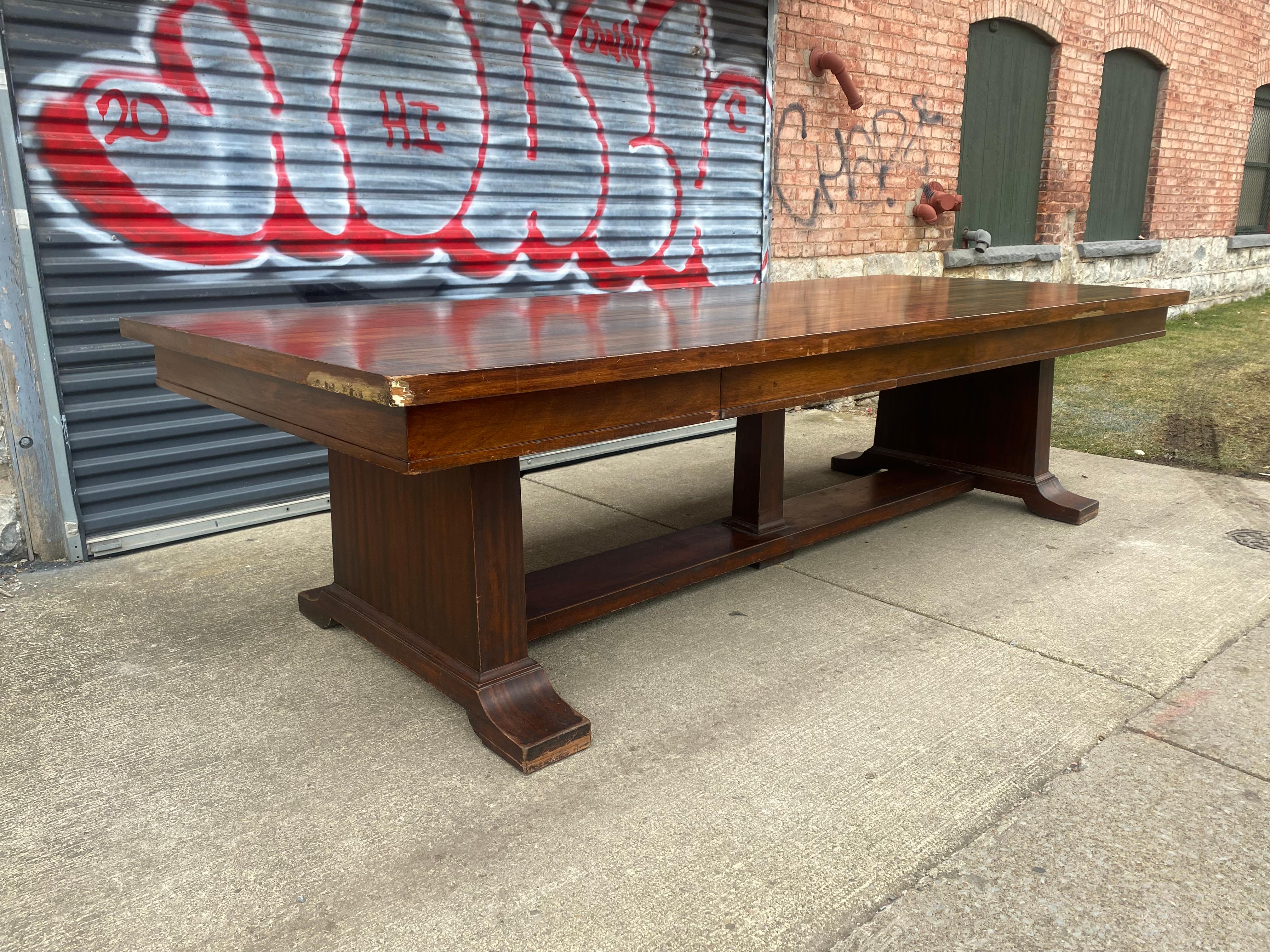 Large 10 Foot Early 20th Century Library / Dining Table, Two Drawers, Regency For Sale 4