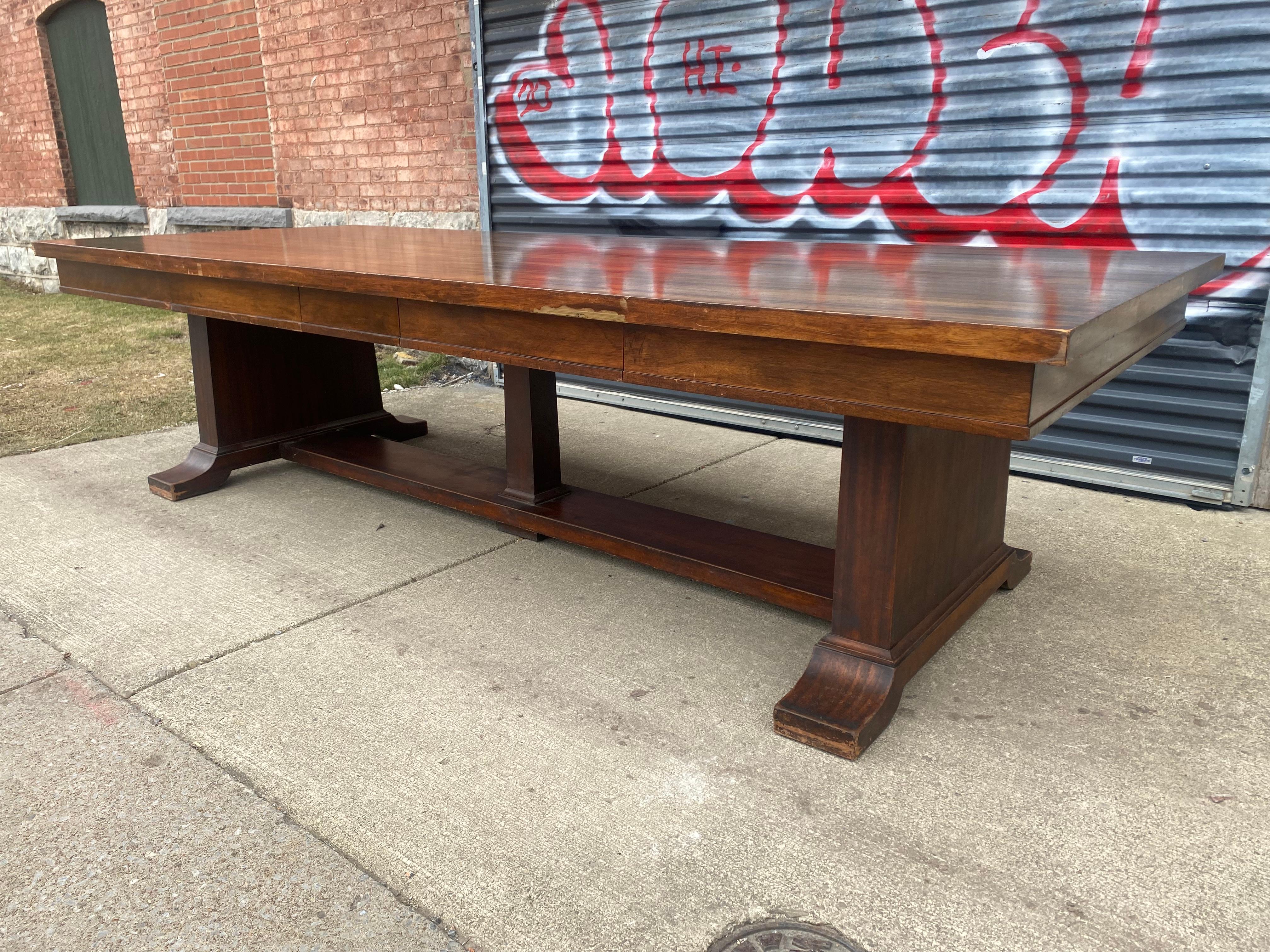 American Large 10 Foot Early 20th Century Library / Dining Table, Two Drawers, Regency For Sale