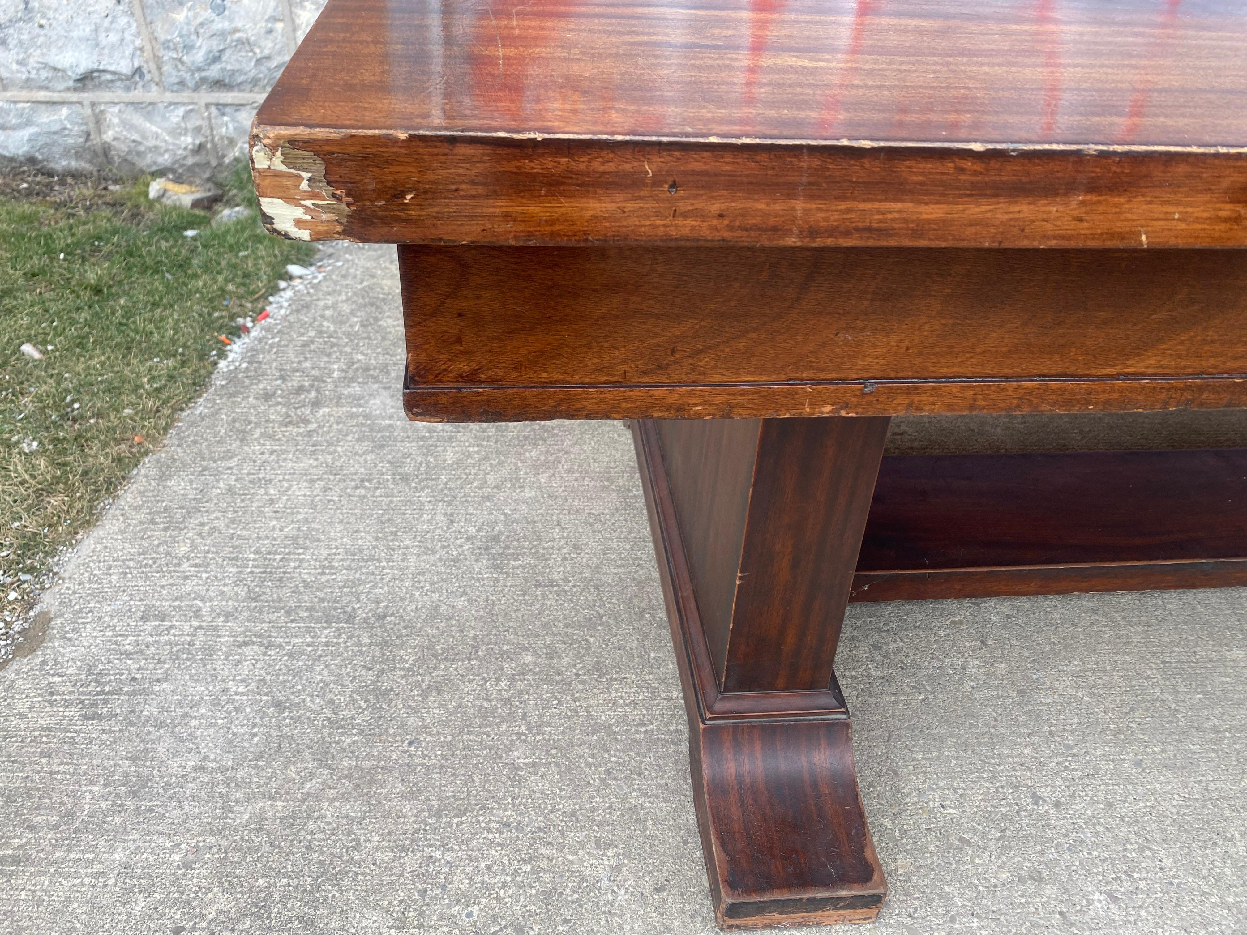 Large 10 Foot Early 20th Century Library / Dining Table, Two Drawers, Regency For Sale 3