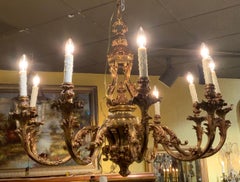 Large 10 light gilt metal chandelier