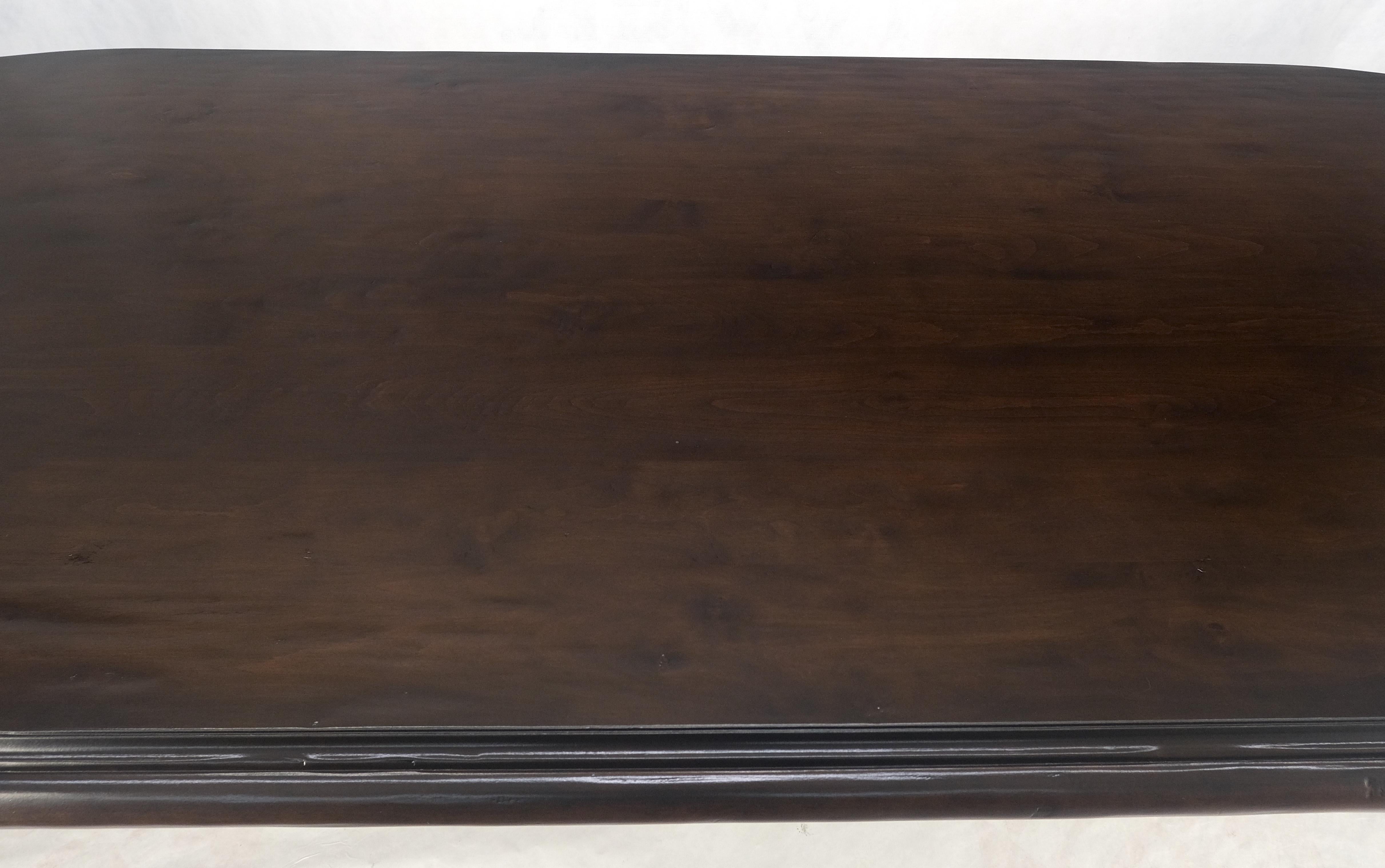 Large 10' Long Heavily Carved Base Scroll Shape Thick Top Dining Table MINT For Sale 2