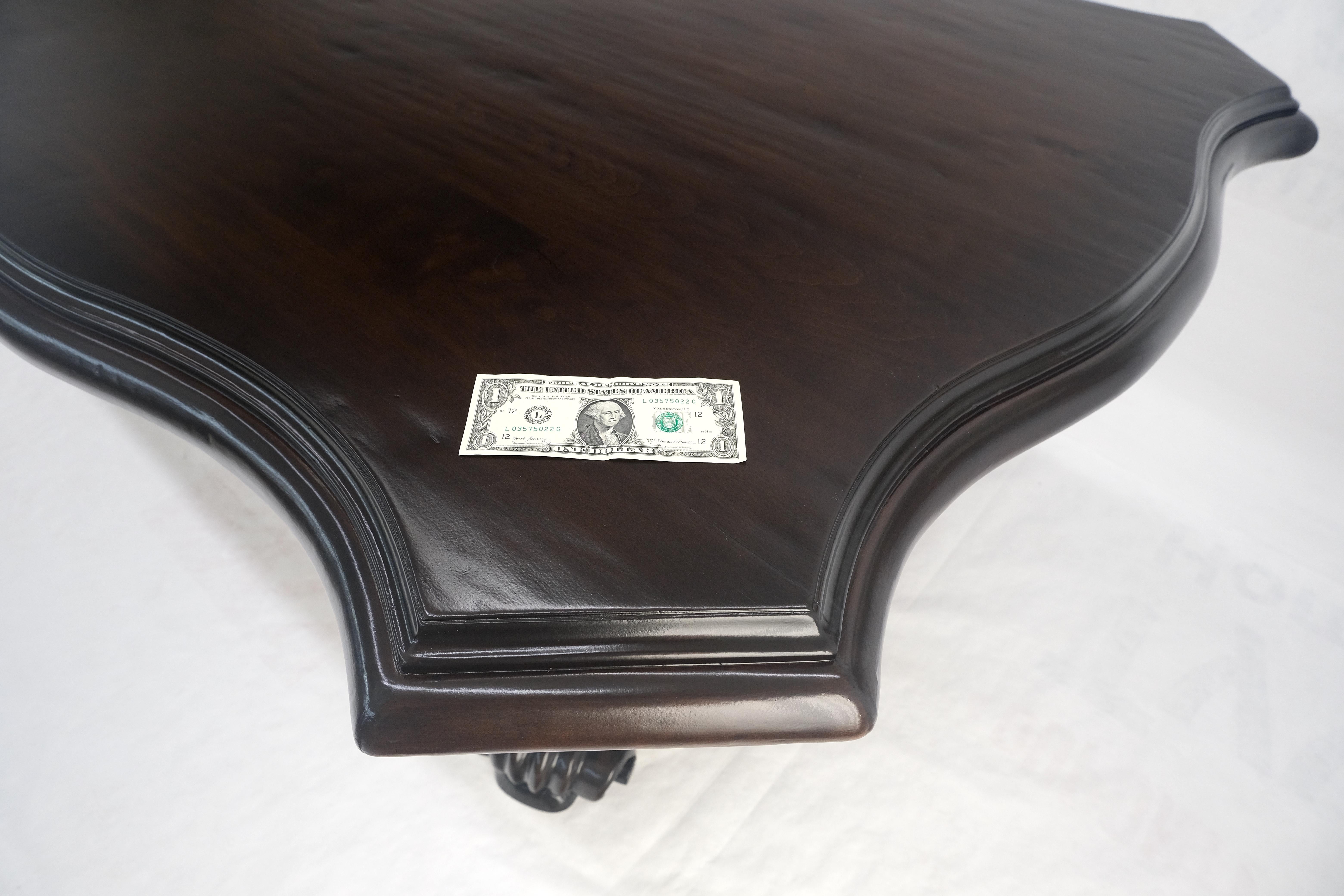 Large 10' Long Heavily Carved Base Scroll Shape Thick Top Dining Table MINT For Sale 7
