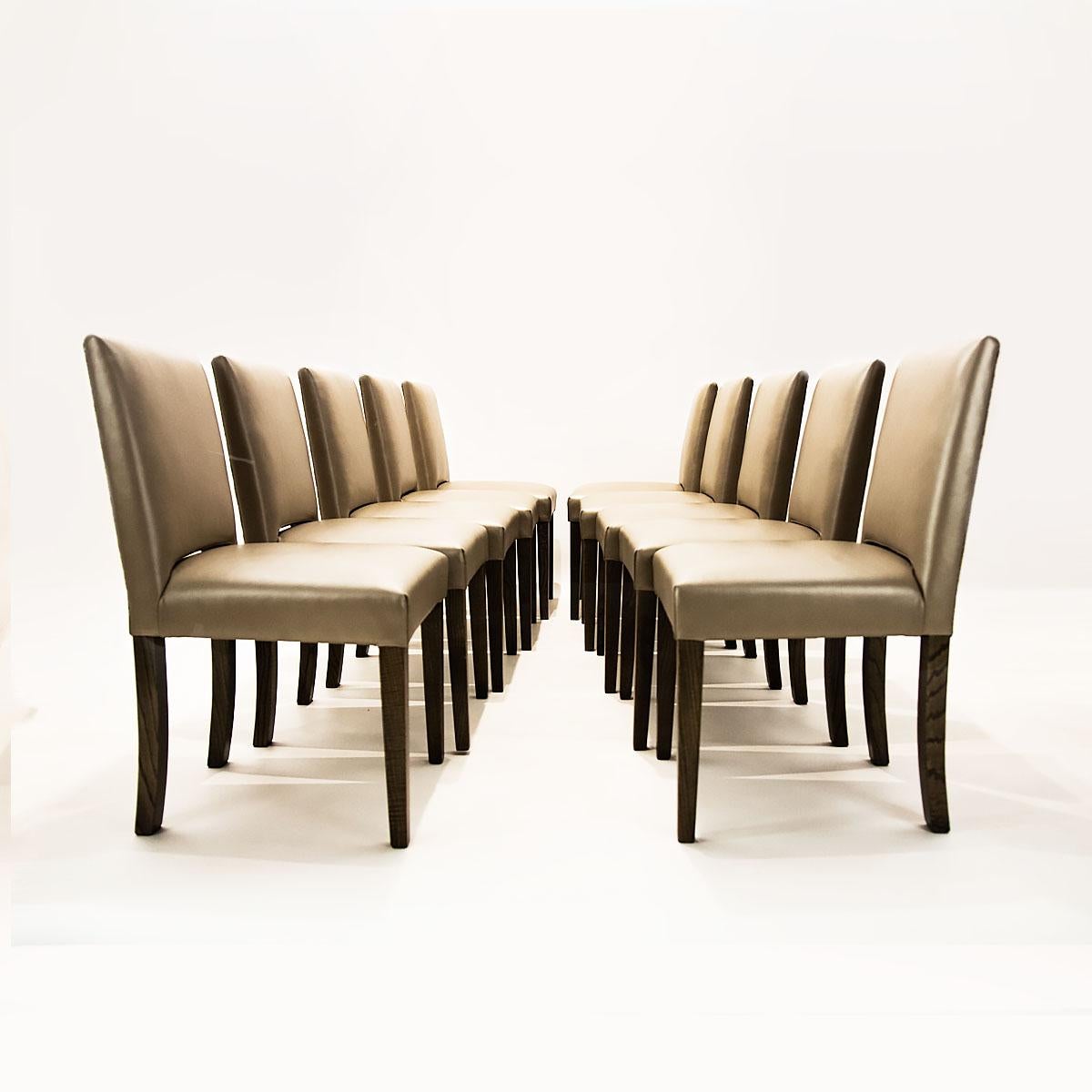 Large 10 Seat Contemporary Dining Set with Bespoke Macassar Table and 10 Chairs For Sale 3