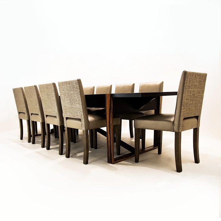 Large 10 Seat Contemporary Dining Set with Bespoke Macassar Table and