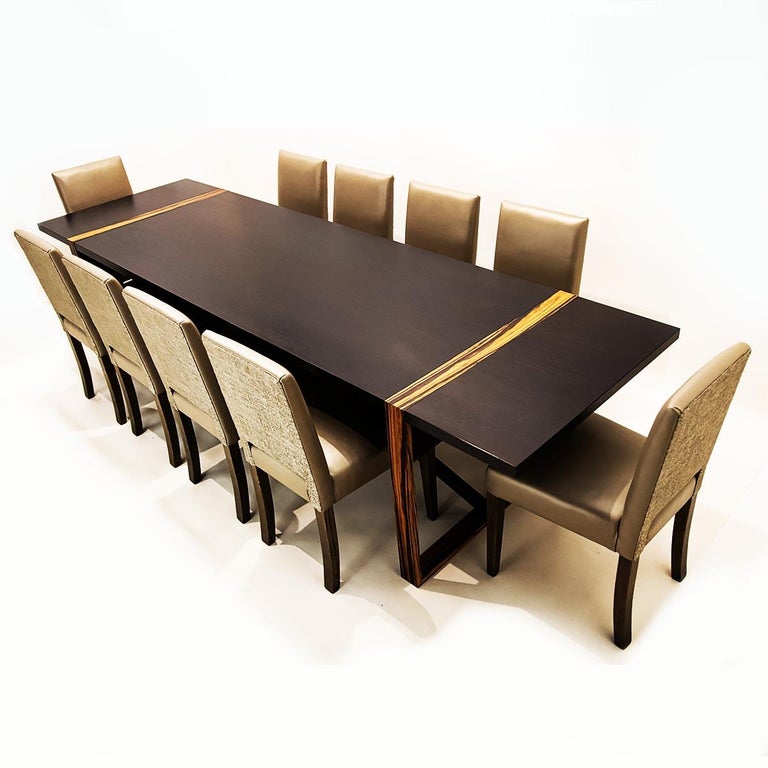 Large 10 Seat Contemporary Dining Set with Bespoke Macassar Table and