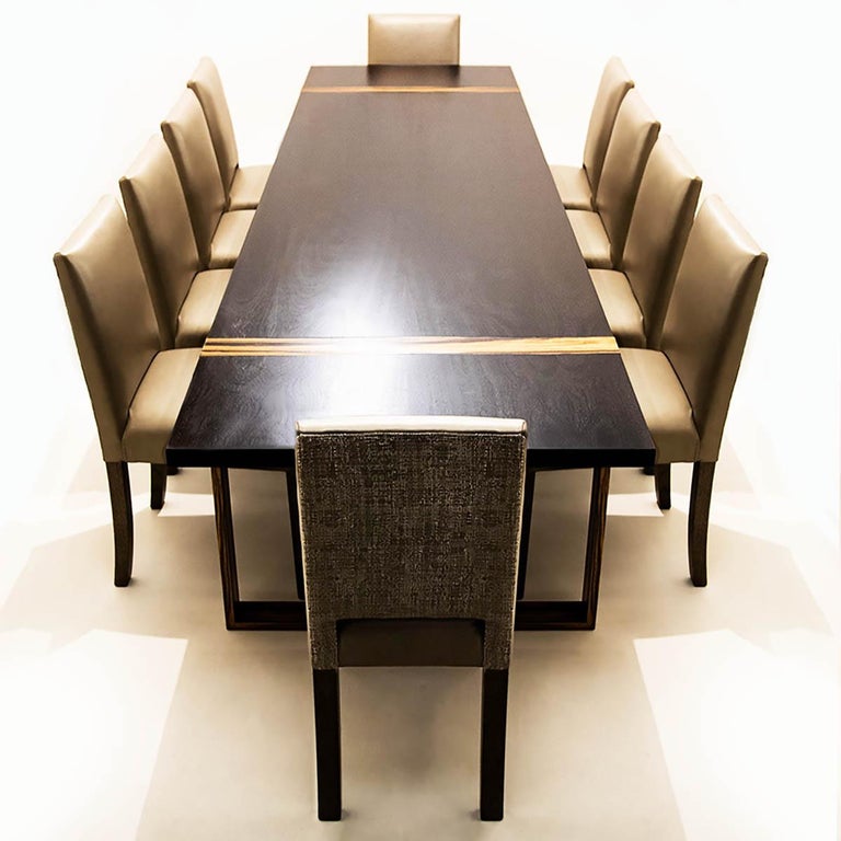 Large 10 Seat Contemporary Dining Set with Bespoke Macassar Table and 10  Chairs For Sale at 1stDibs | dining table with 10 chairs for sale, 10 seat  dining table modern, contemporary 10 seater dining table