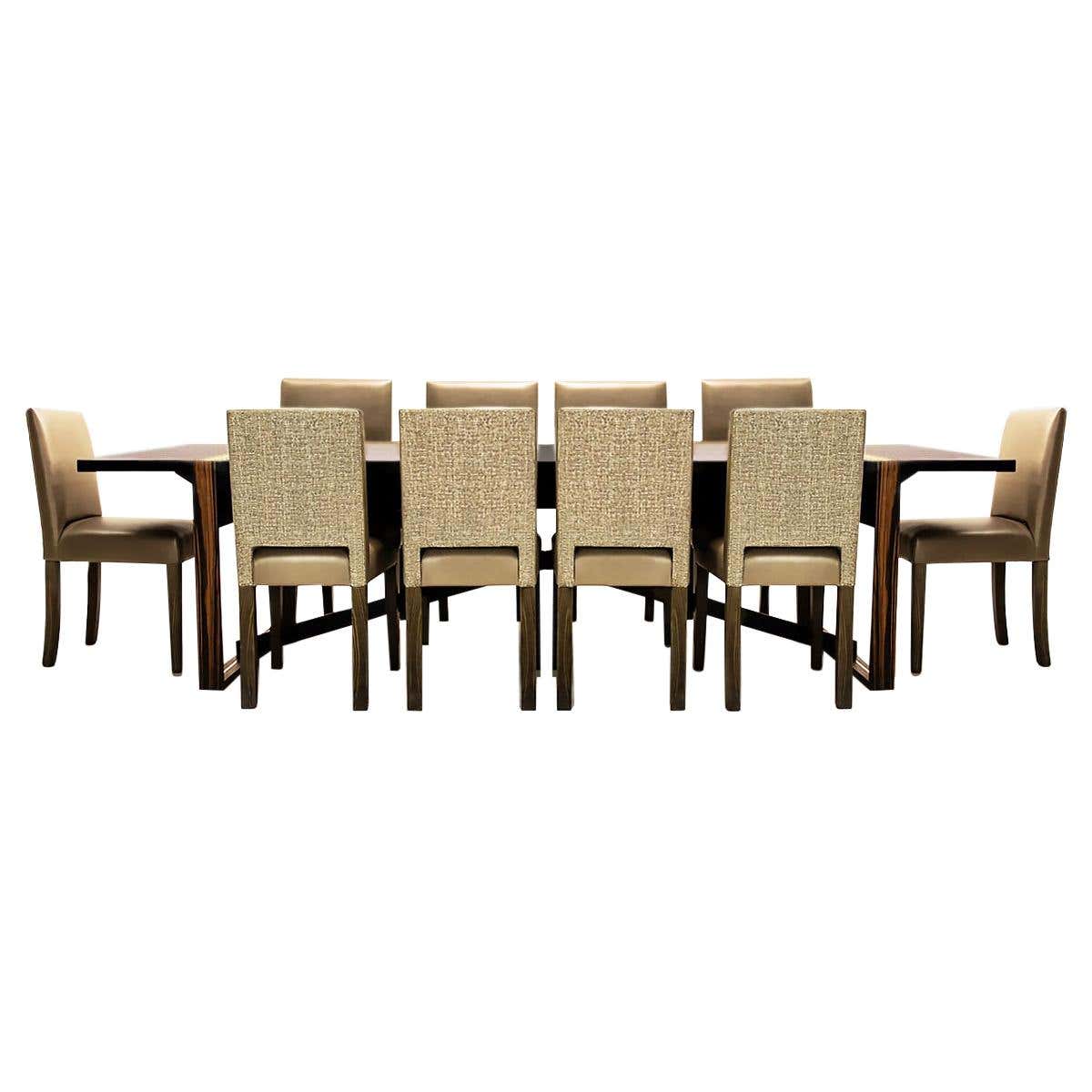 Large 10 Seat Contemporary Dining Set with Bespoke Macassar Table and ...