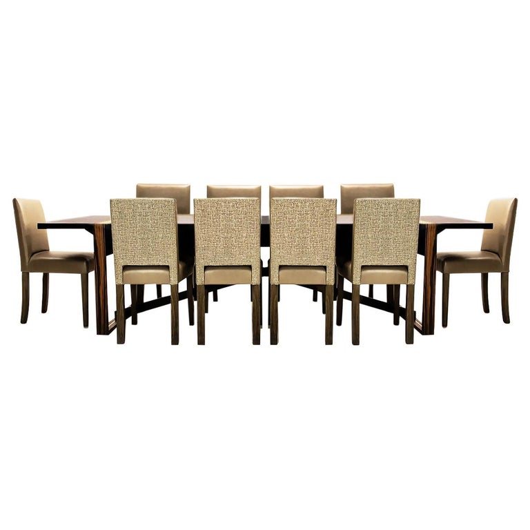 Large 10 Seat Contemporary Dining Set with Bespoke Macassar Table and
