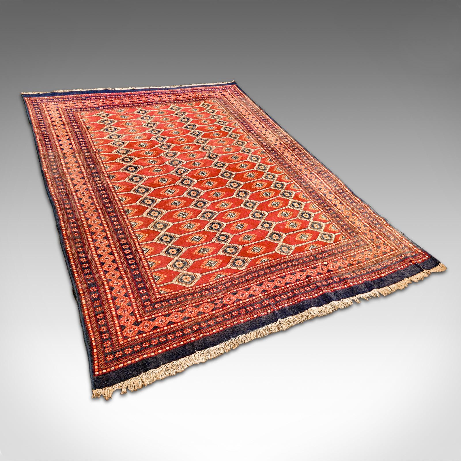 Mid-Century Modern Large 10' Vintage Bokhara Rug, Middle Eastern, Woven, Hall, Living Room Carpet For Sale