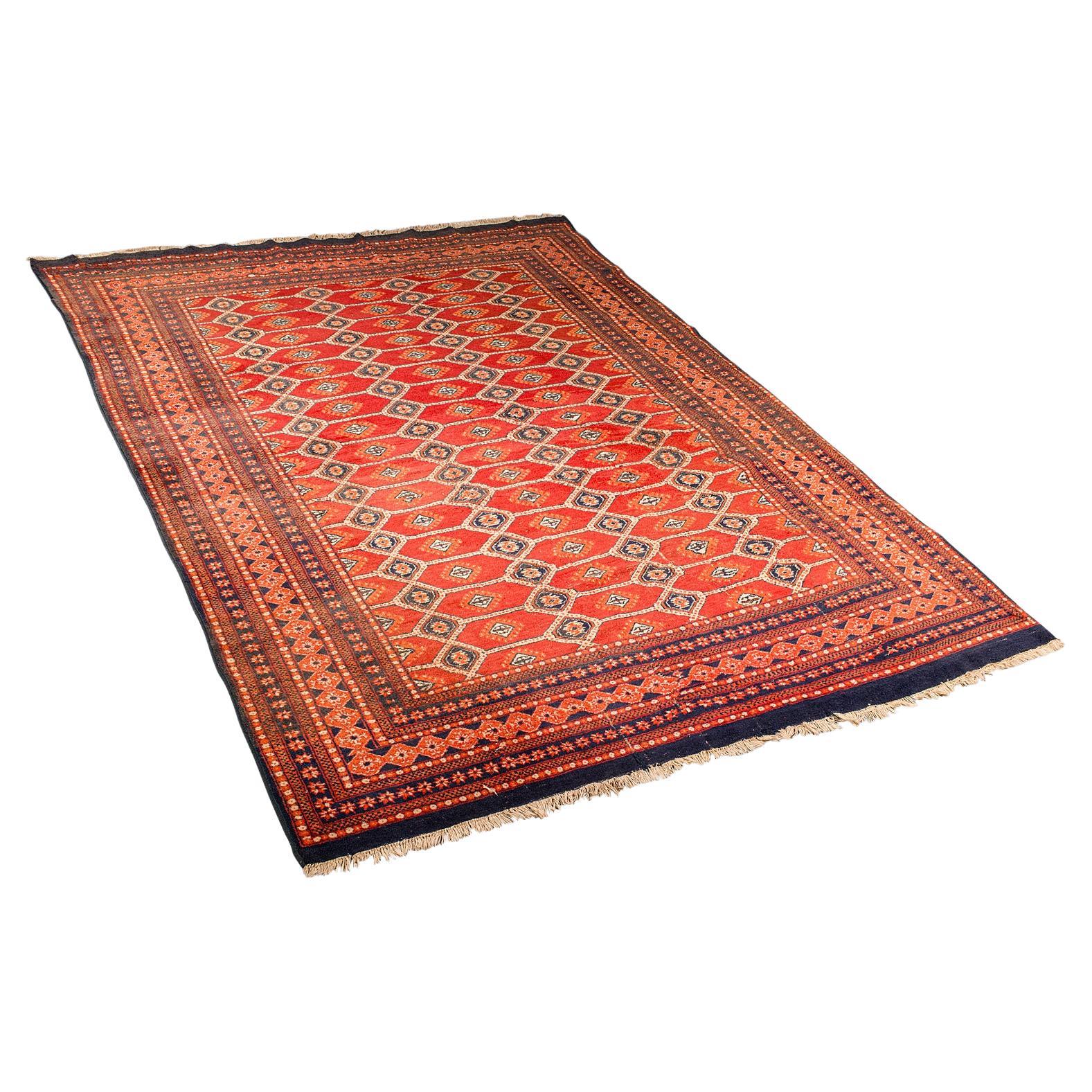 Large 10' Vintage Bokhara Rug, Middle Eastern, Woven, Hall, Living Room Carpet For Sale