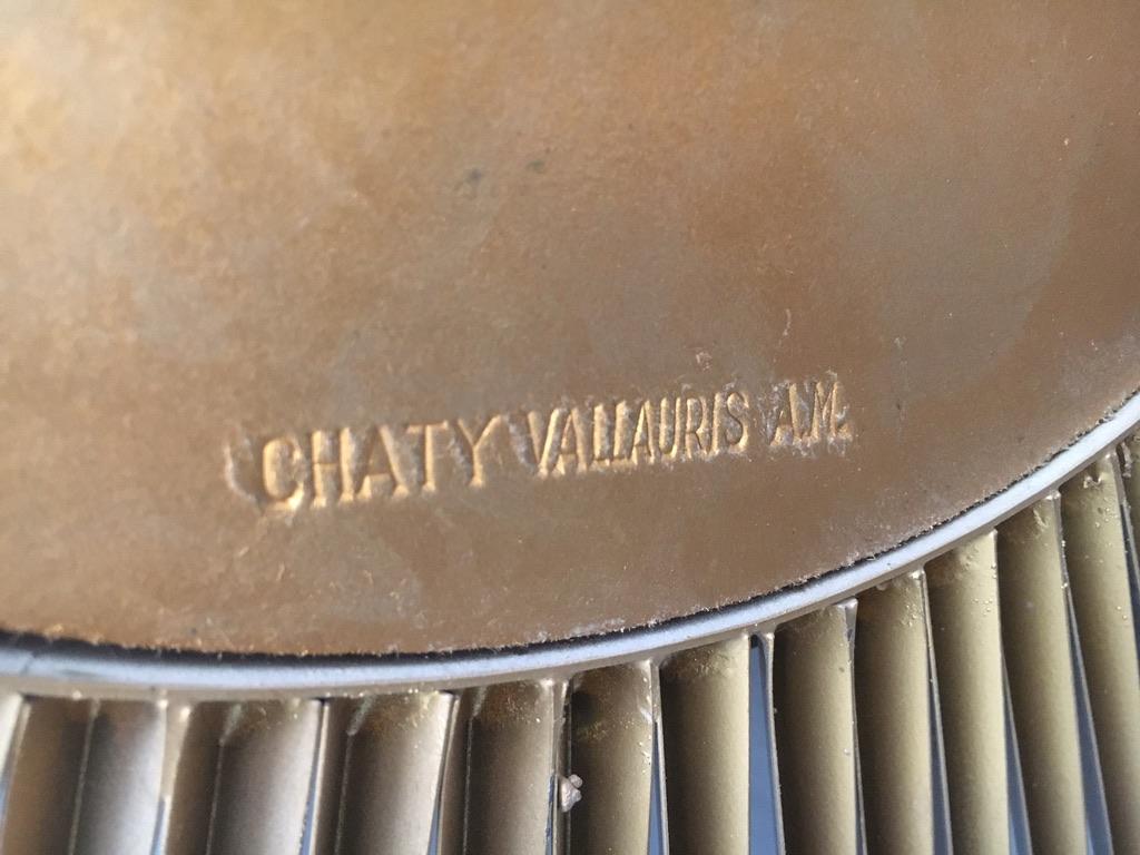 Großer 100 cm Spiegel mit Sonnenschliff, signiert Chaty Vallauris, Frankreich 1950er Jahre im Angebot 2
