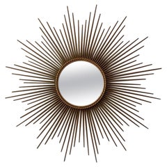 Large 100 cm Sunburst Mirror Signed Chaty Vallauris, France 1950s