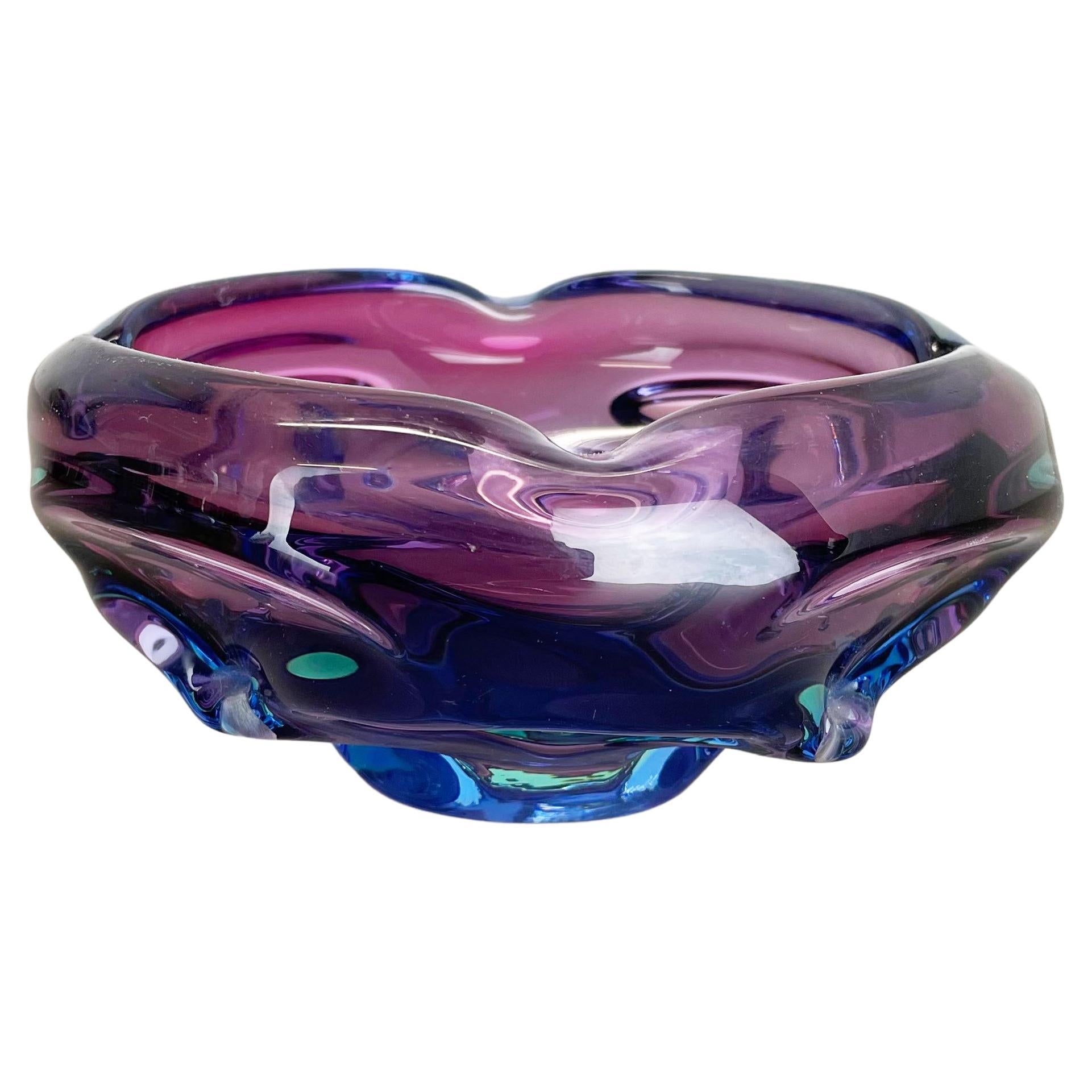 Large 1, 1 Kg Murano Glass "Multi-Color" Bowl Shell Ashtray Murano, Italy, 1970s For Sale