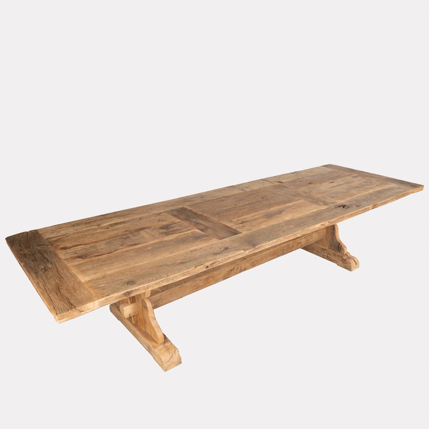  Large 11' Long French Bleached Oak Dining Table For Sale 6