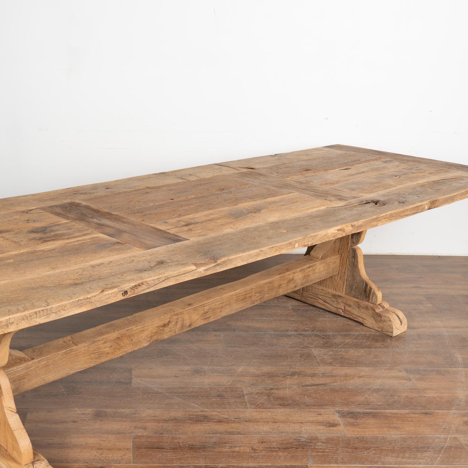 Contemporary  Large 11' Long French Bleached Oak Dining Table For Sale