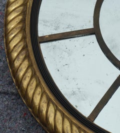 LARGE 110CM ROUND GEORGiAN STYLE GOLD GILT HAND CARVED ANTIQUED GLASS MIRROR