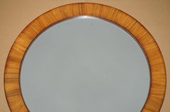 LARGE 111CM WiDE CONTEMPORARY HARDWOOD FRAMED ROUND WALL MIRROR