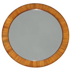 LARGE MIROIR MURAL ROND EN BOIS DUR DE 111CM WiDE CONTEMPORAIN