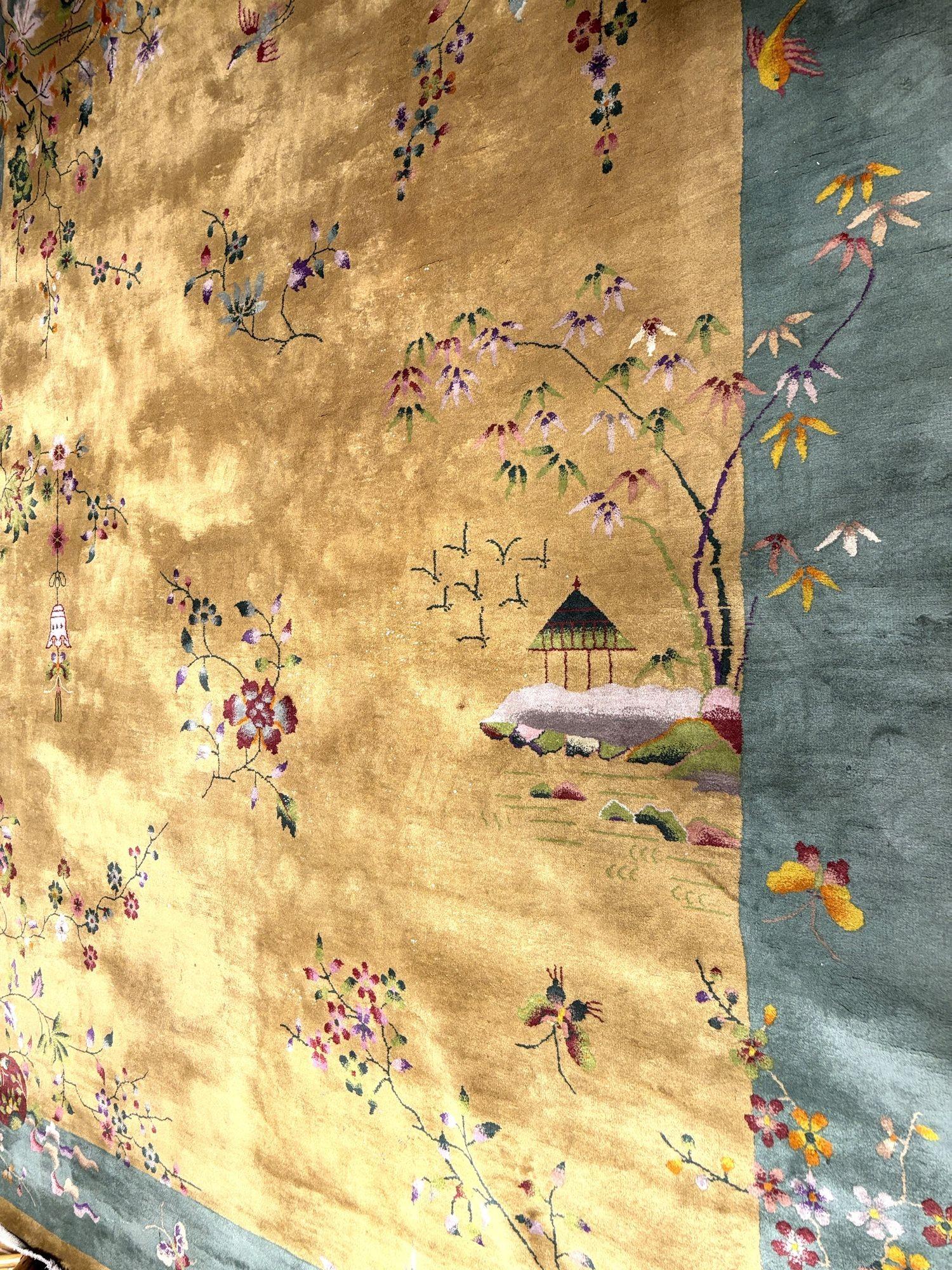 Grande tappeto Art Deco Nichols Rugs, stile cinese, in lana e cotone, 11,5' X 9'. in vendita 6