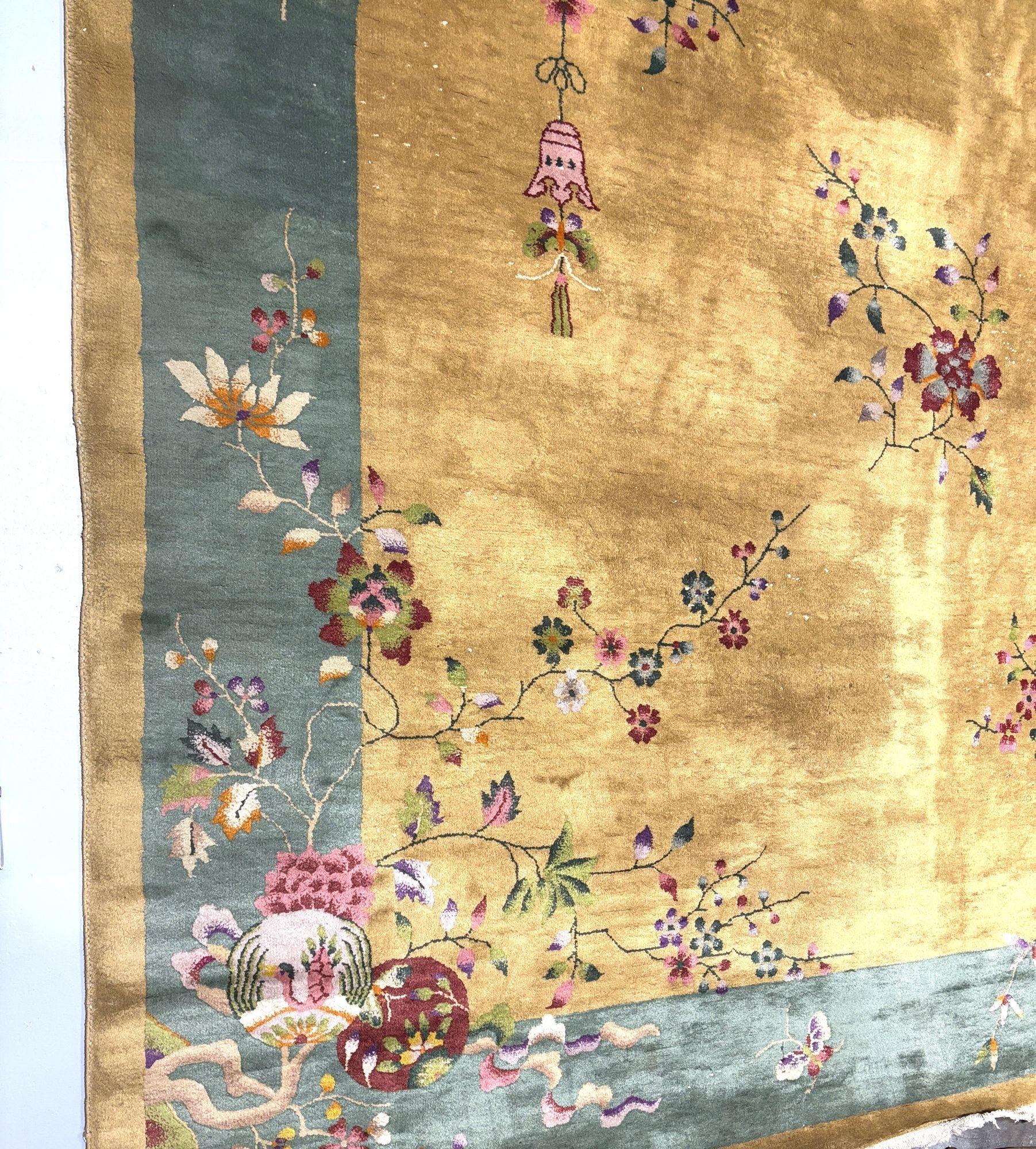 Grande tappeto Art Deco Nichols Rugs, stile cinese, in lana e cotone, 11,5' X 9'. in vendita 2