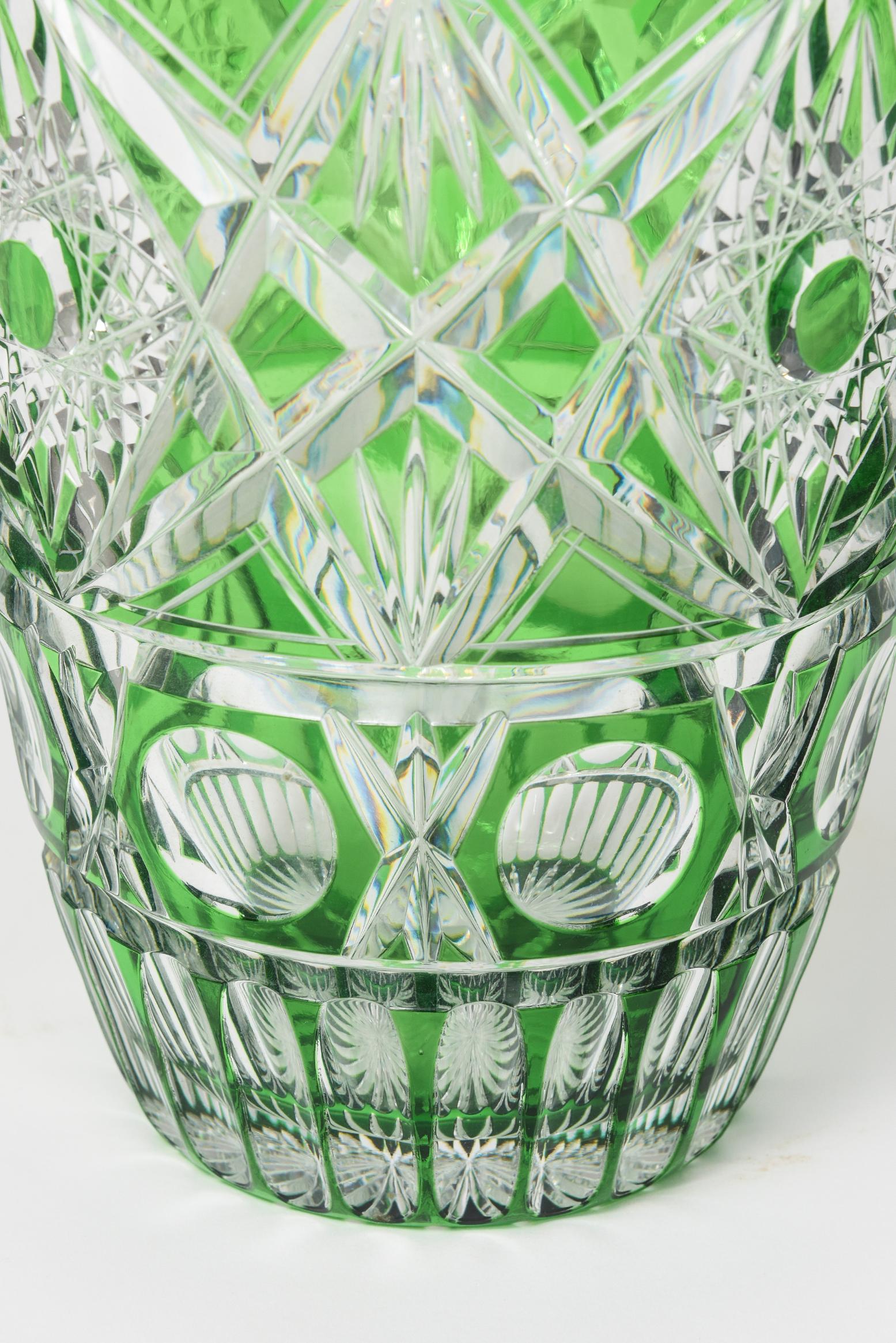 green bohemian crystal vase