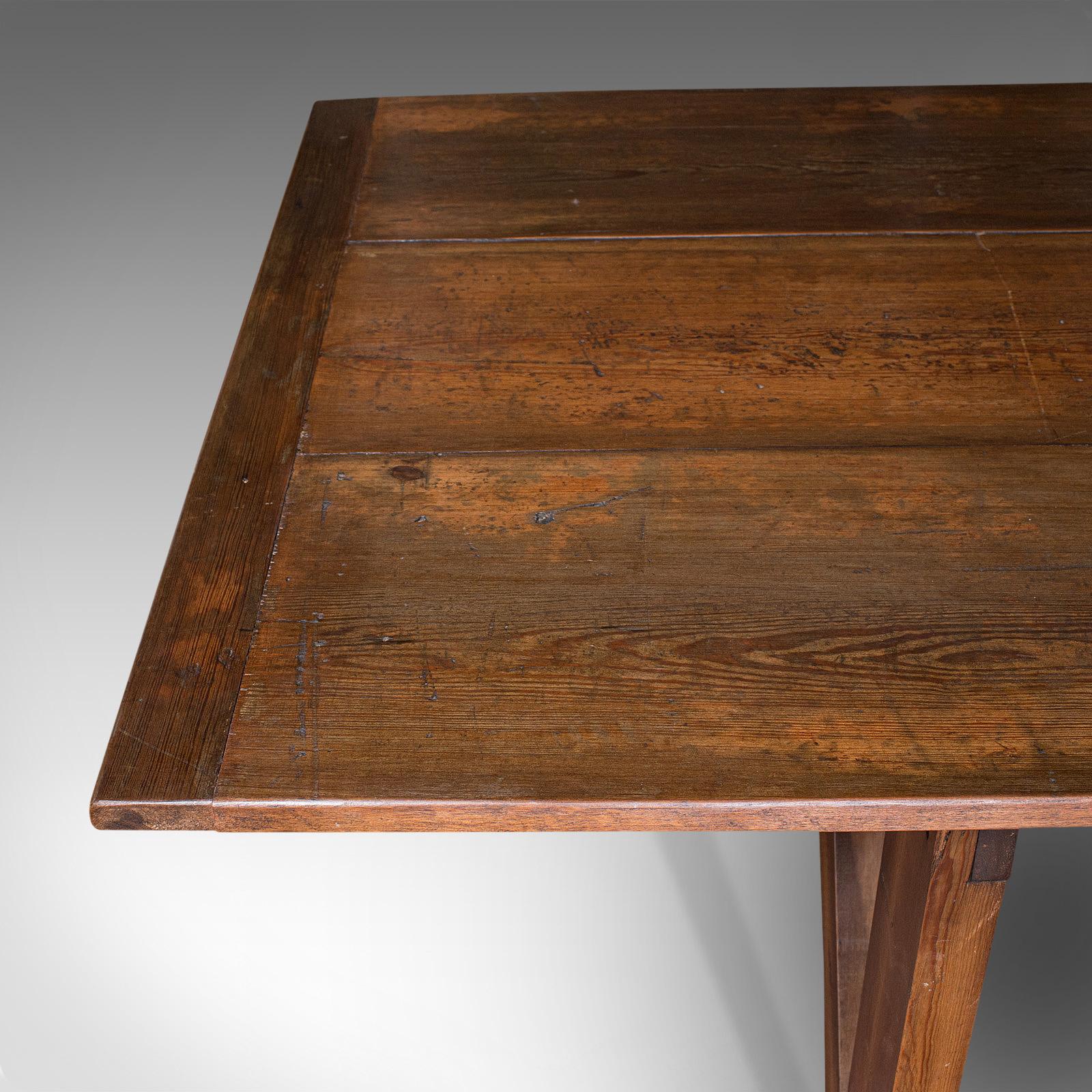 Antique Kitchen Table, English, Pine, Industrial, Victorian, 1900 6