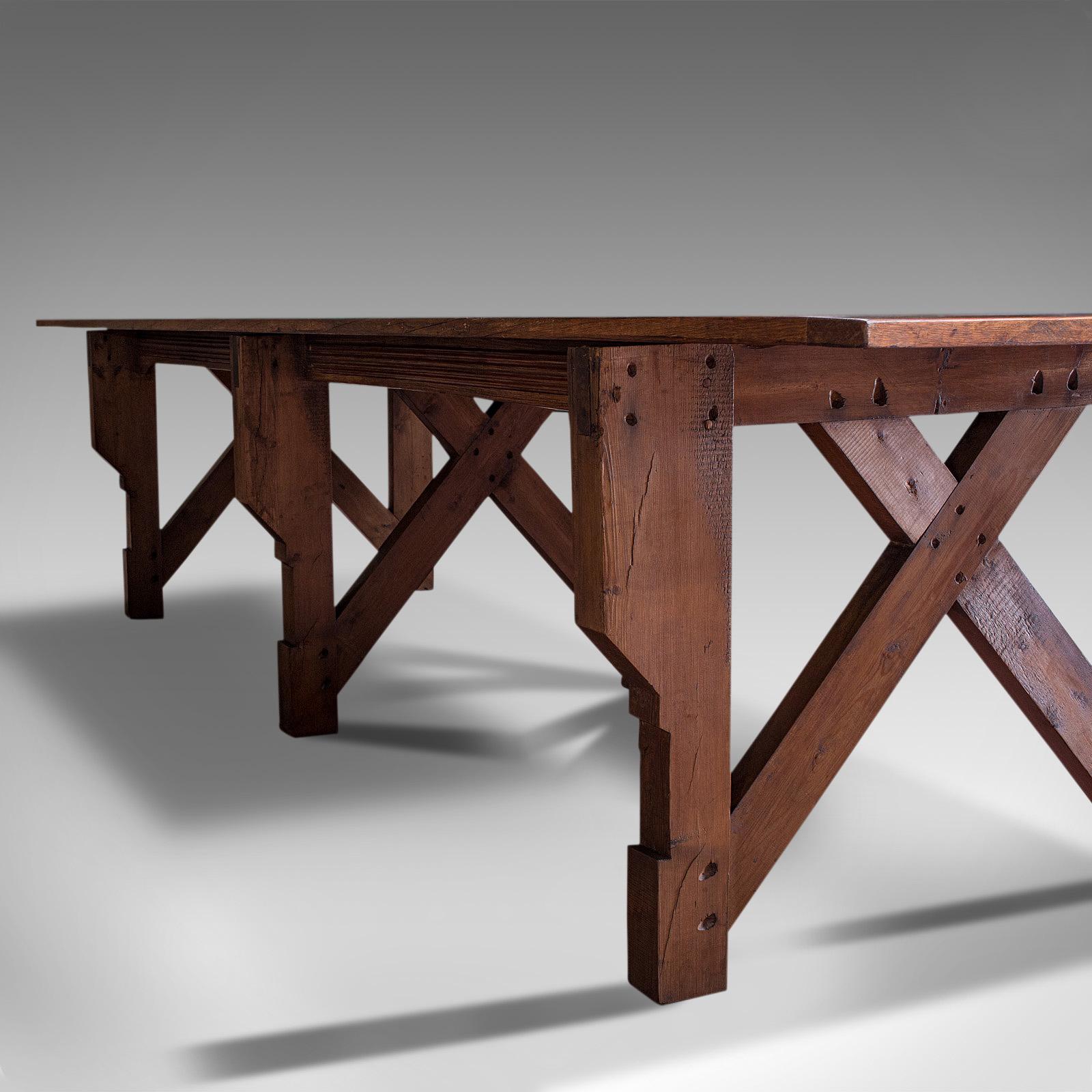 Antique Kitchen Table, English, Pine, Industrial, Victorian, 1900 7