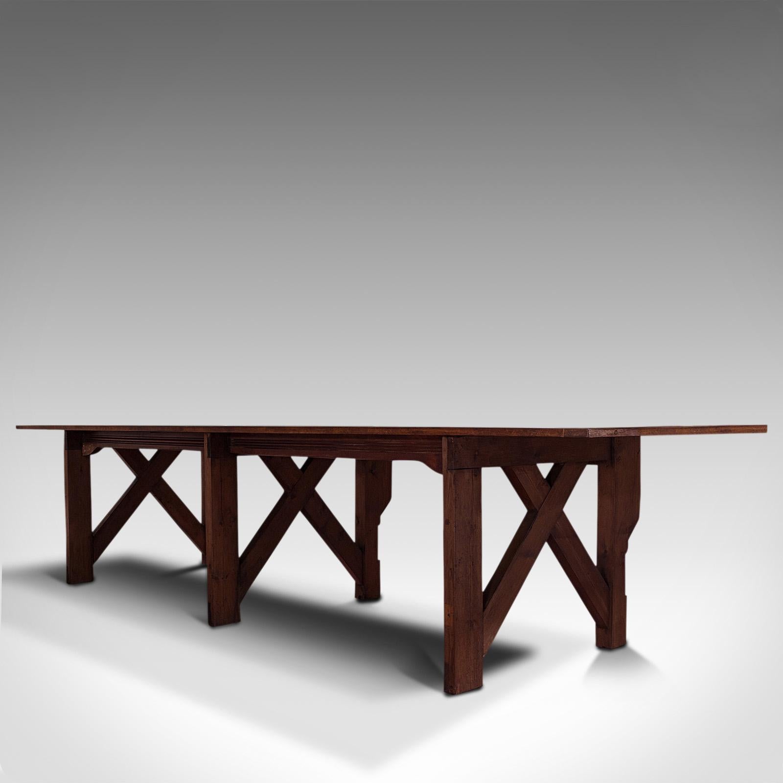 Antique Kitchen Table, English, Pine, Industrial, Victorian, 1900 2