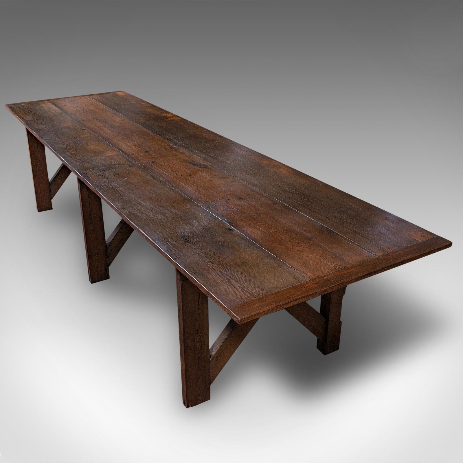 Antique Kitchen Table, English, Pine, Industrial, Victorian, 1900 3