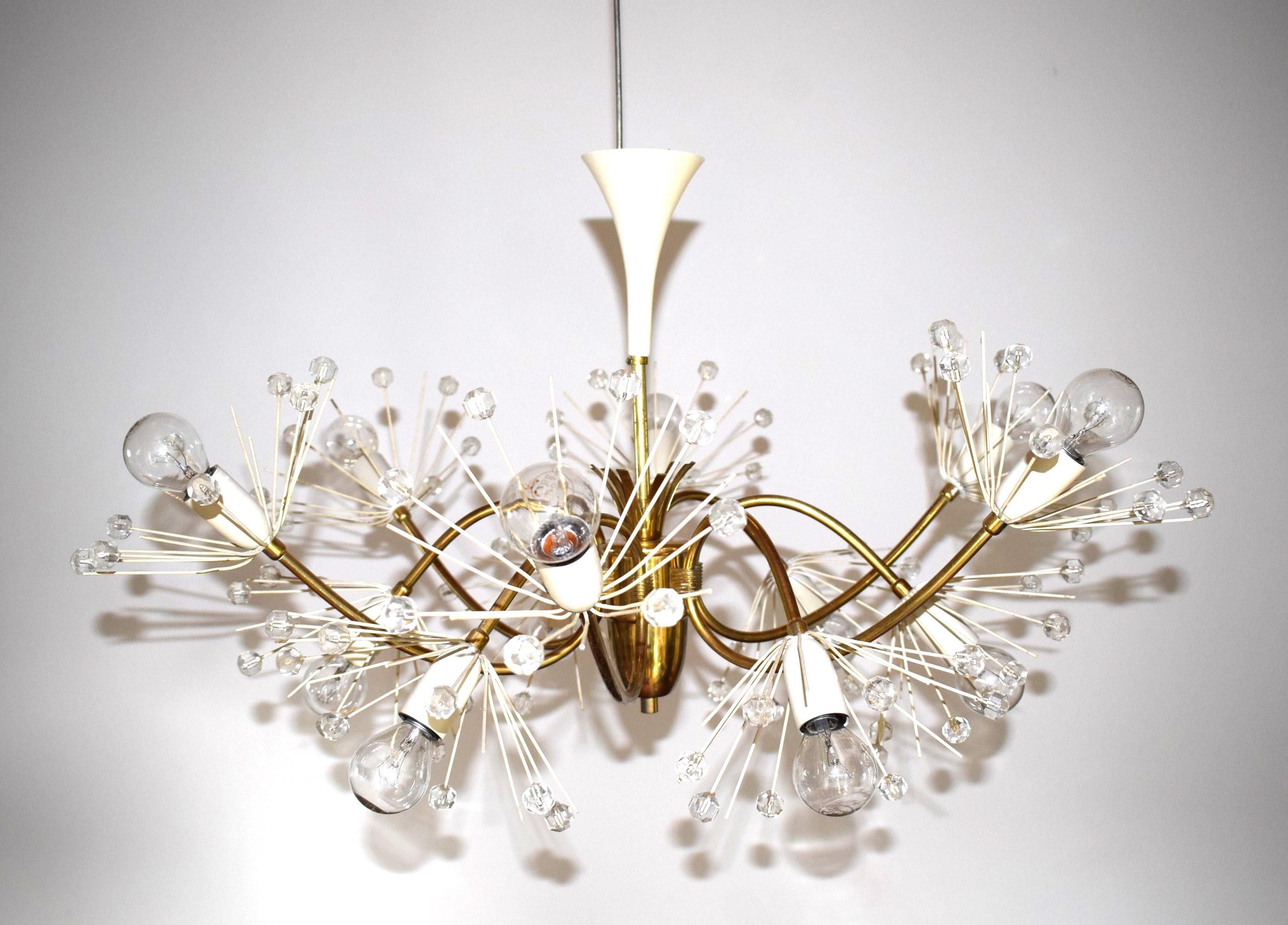 Austrian Large 12-Arm Pyra Snowflake Chandelier by Emil Stejnar for Rupert Nikoll, 1950s For Sale