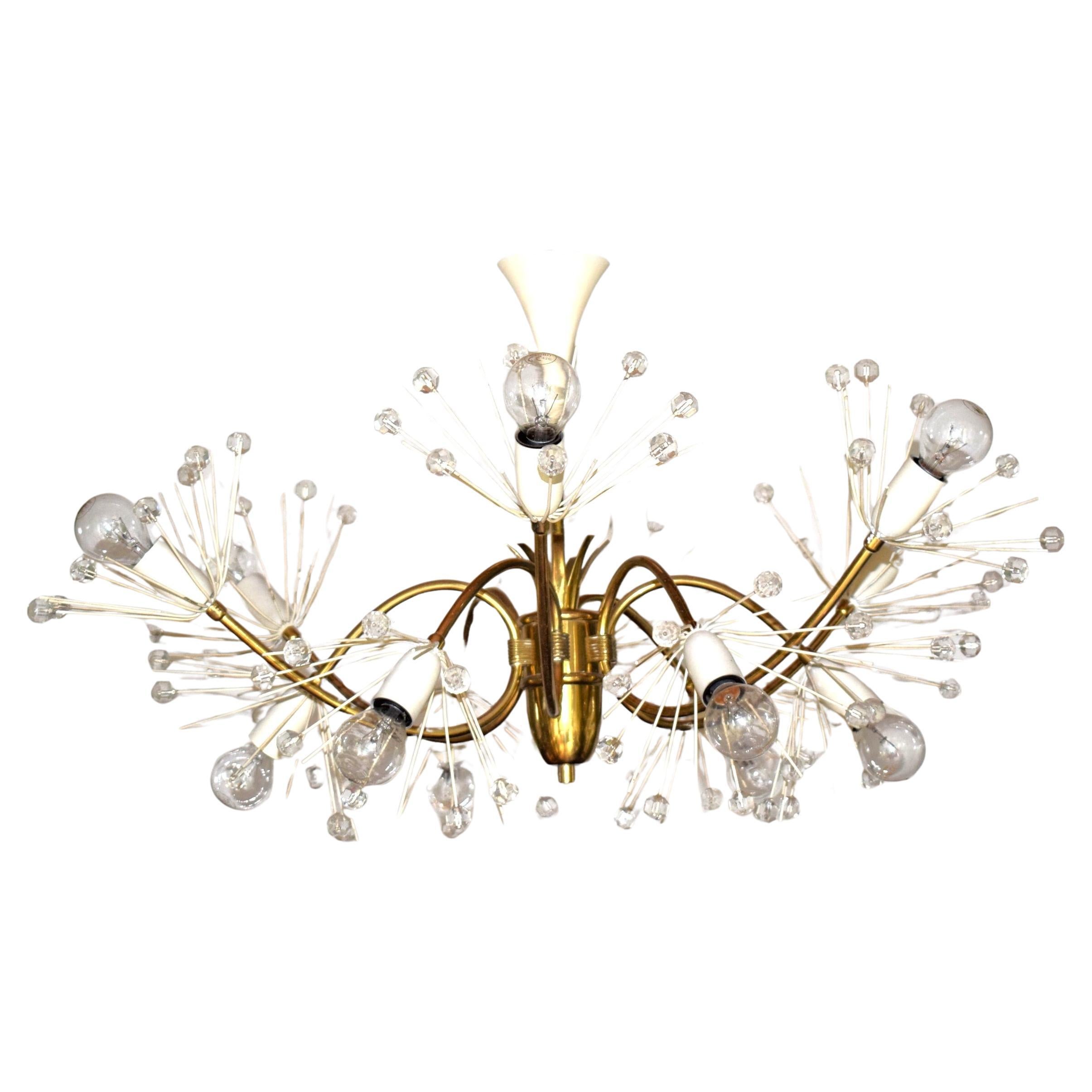 Large 12-Arm Pyra Snowflake Chandelier by Emil Stejnar for Rupert Nikoll, 1950s For Sale