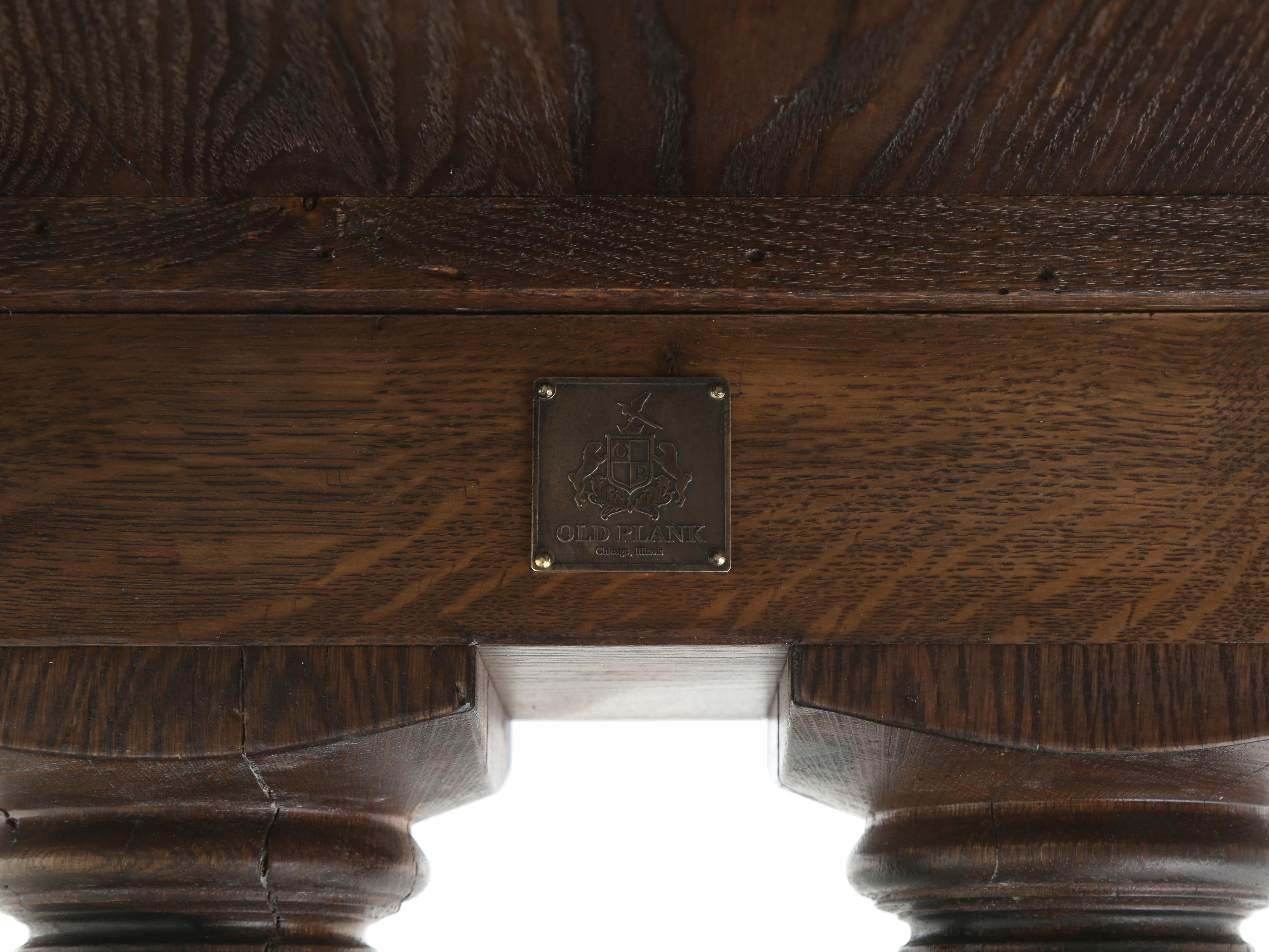 Großer 12' Country Reclaimed Oak Trestle Esstisch in jeder Größe oder Farbe hergestellt im Angebot 8