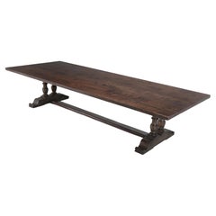 Large 12' Country Reclaimed Oak Trestle Dining Table Made in Any Size or Color