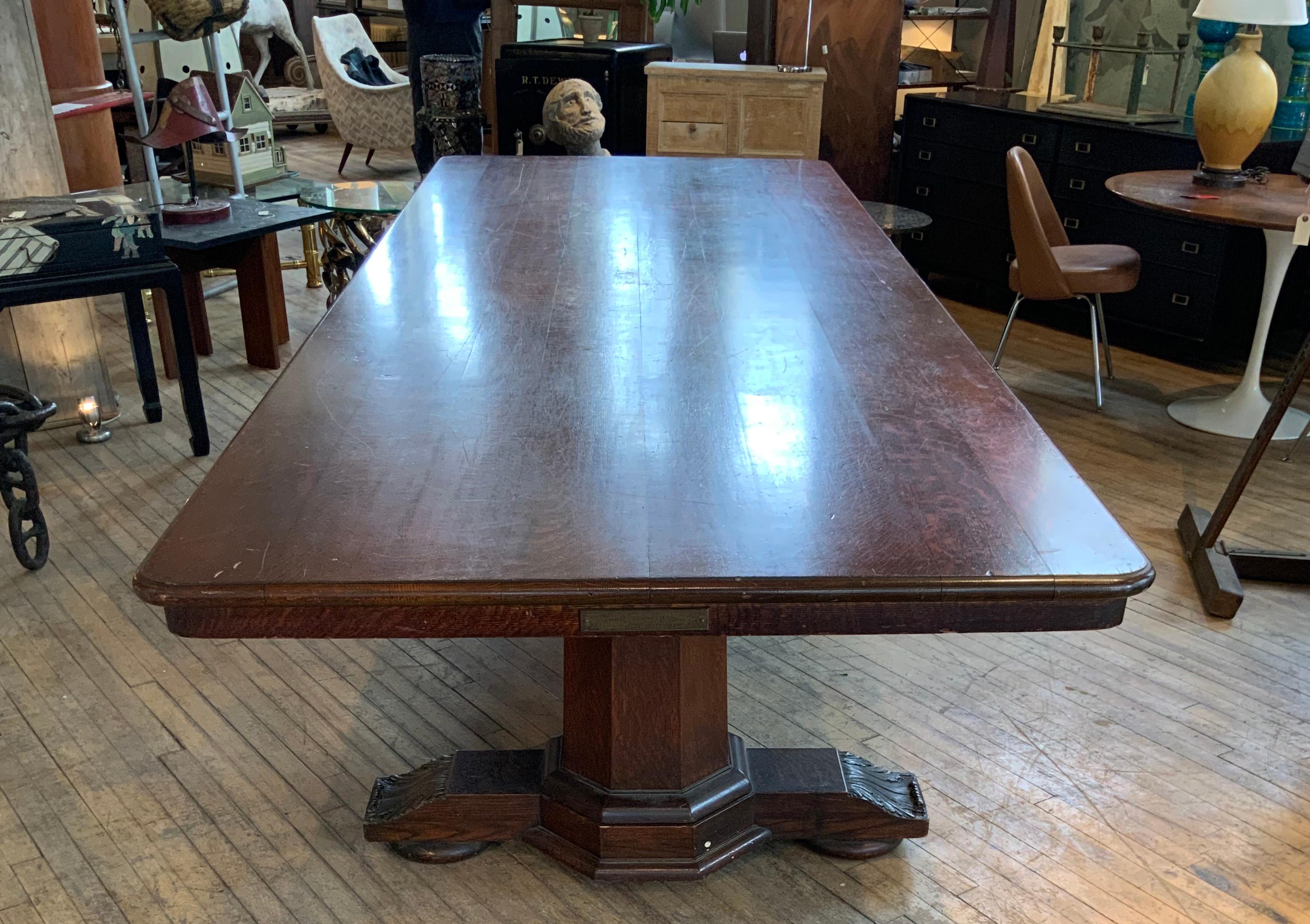 Large Double Pedestal Elks Lodge Table, circa 1910 1