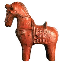 Grande scultura in ceramica di Aldo Londi da 12 pollici con cavallo
