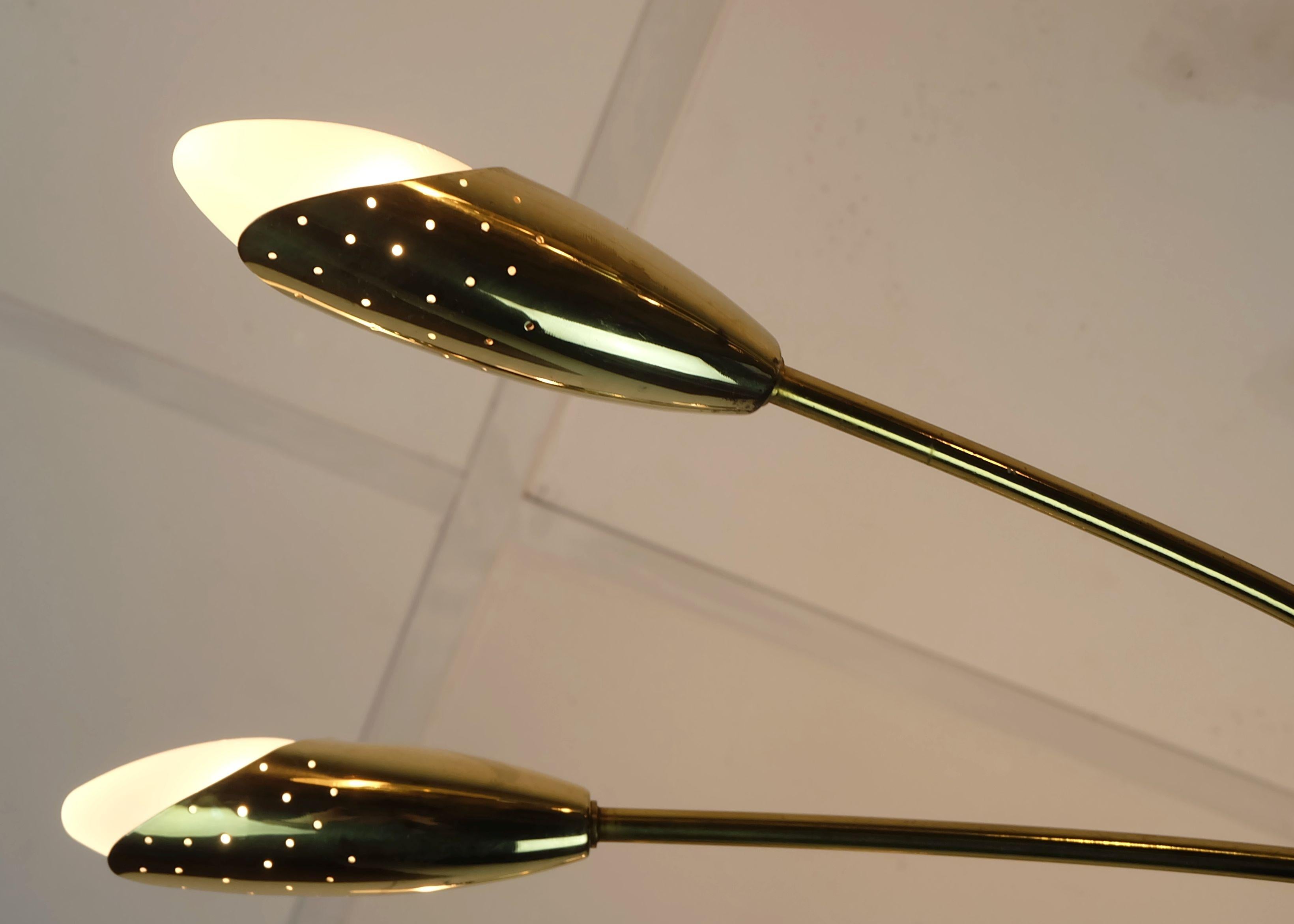 grande plafoniera a 12 luci Sputnik in ottone e metallo nero anni '50 in vendita 3