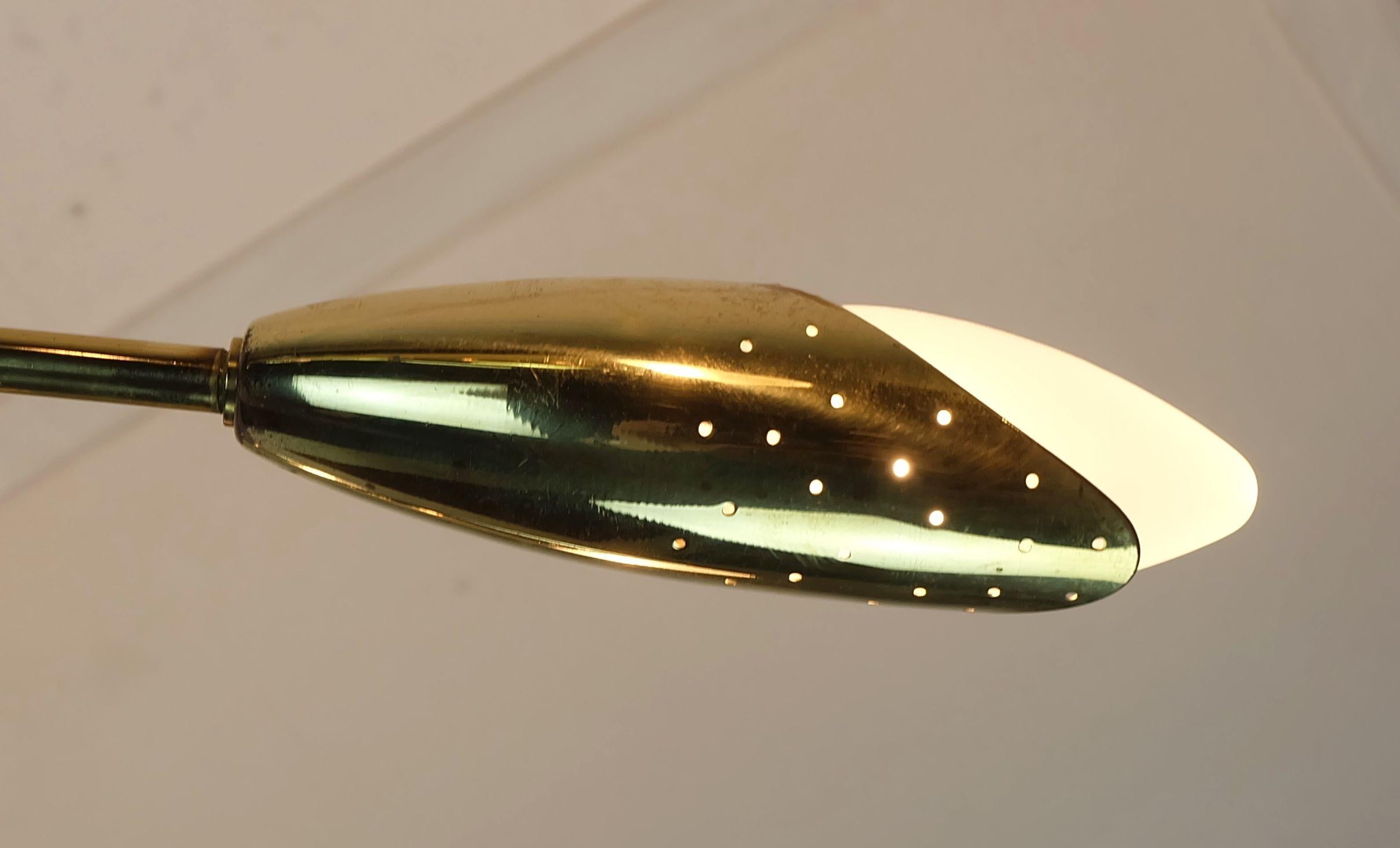 grande plafoniera a 12 luci Sputnik in ottone e metallo nero anni '50 in vendita 4