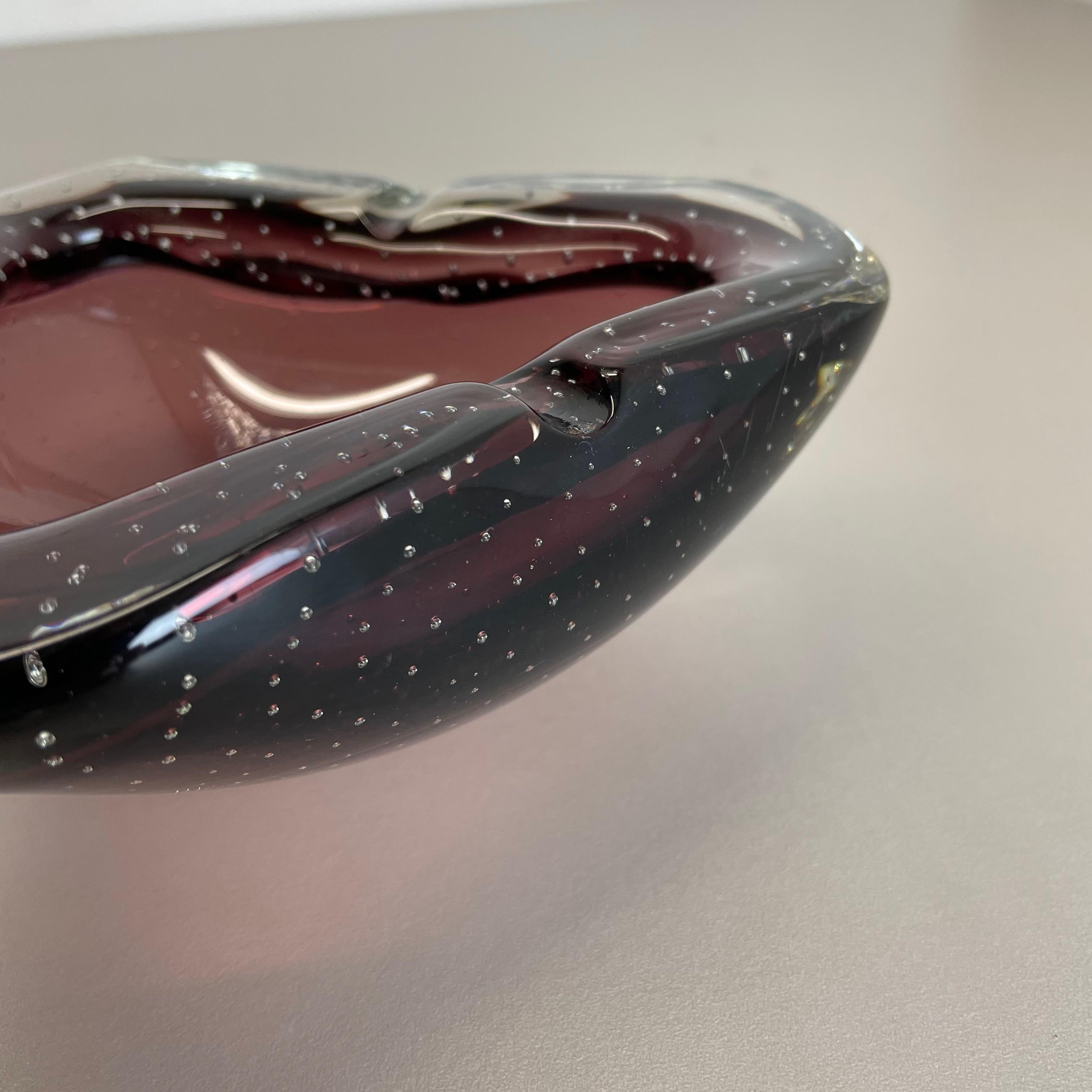 Large 1, 2kg Murano Bubble Glass Bowl Element Shell Ashtray Murano, Italy, 1970s For Sale 2